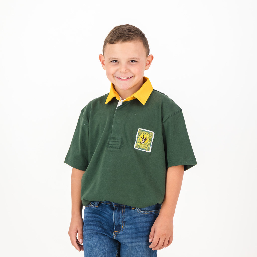 SA Supporters Kids Tops Kids SS Rugby Jersey Green & Gold Eb Green