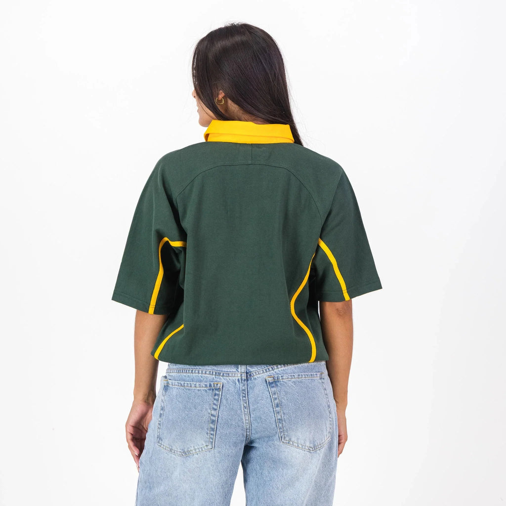 SA Supporters Twill Sleeve SS Rugby Jersey Raglan Green
