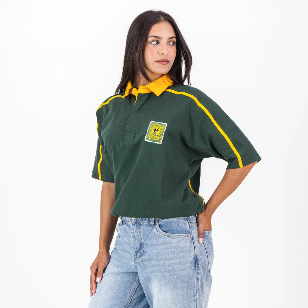 SA Supporters Twill Sleeve SS Rugby Jersey Raglan Green