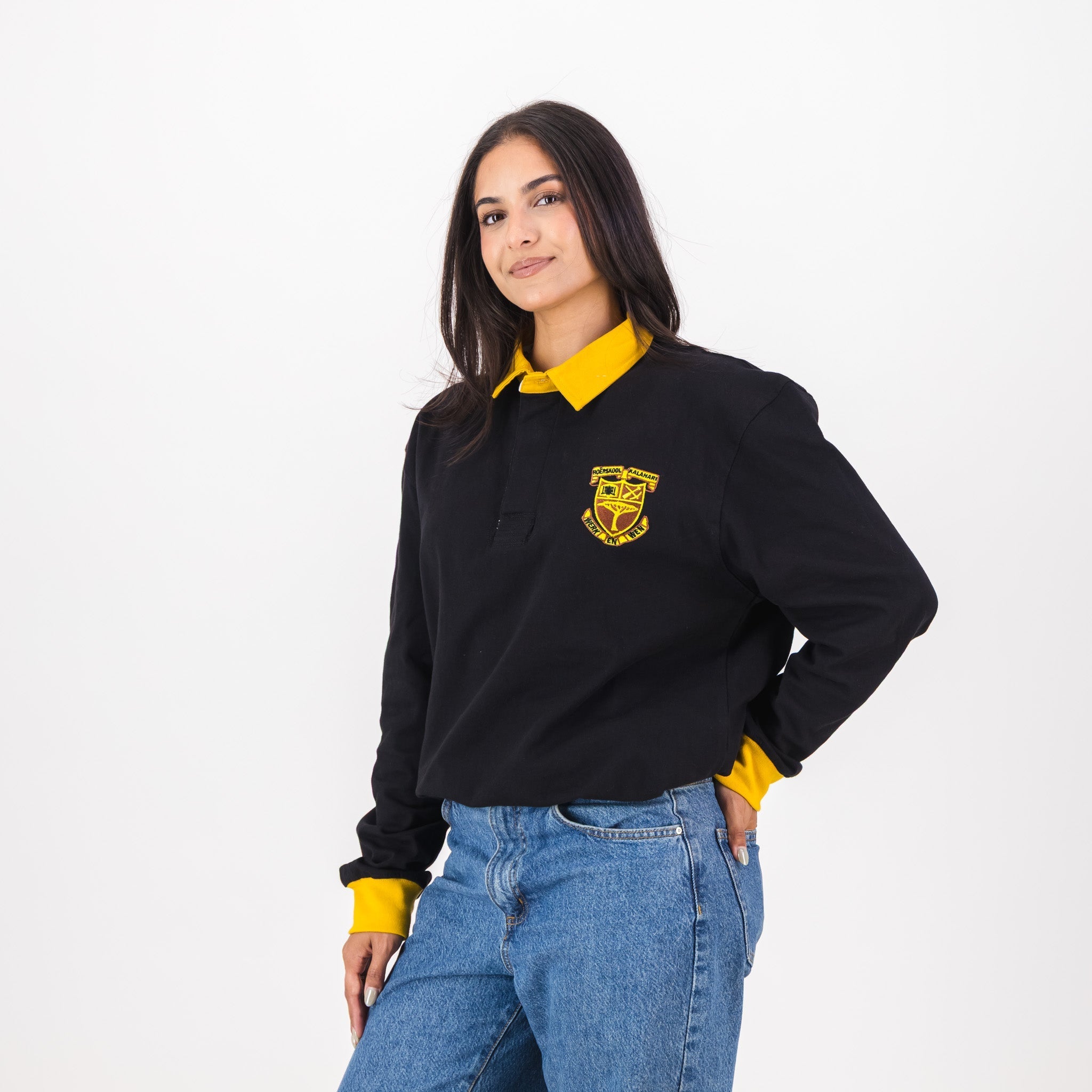 Schools Kalahari  Long Sleeve Rugby Jersey Plain Black