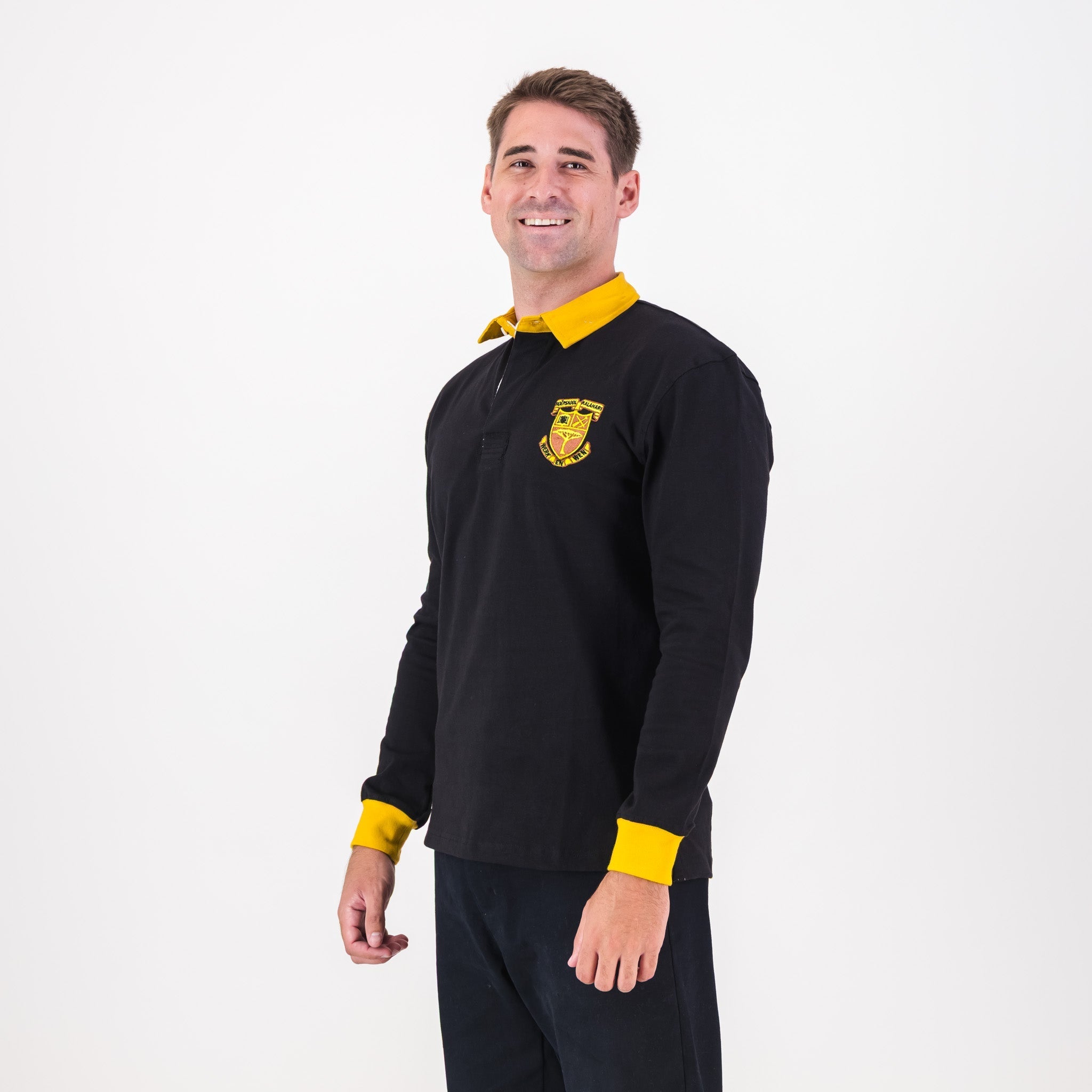 Schools Kalahari  Long Sleeve Rugby Jersey Plain Black