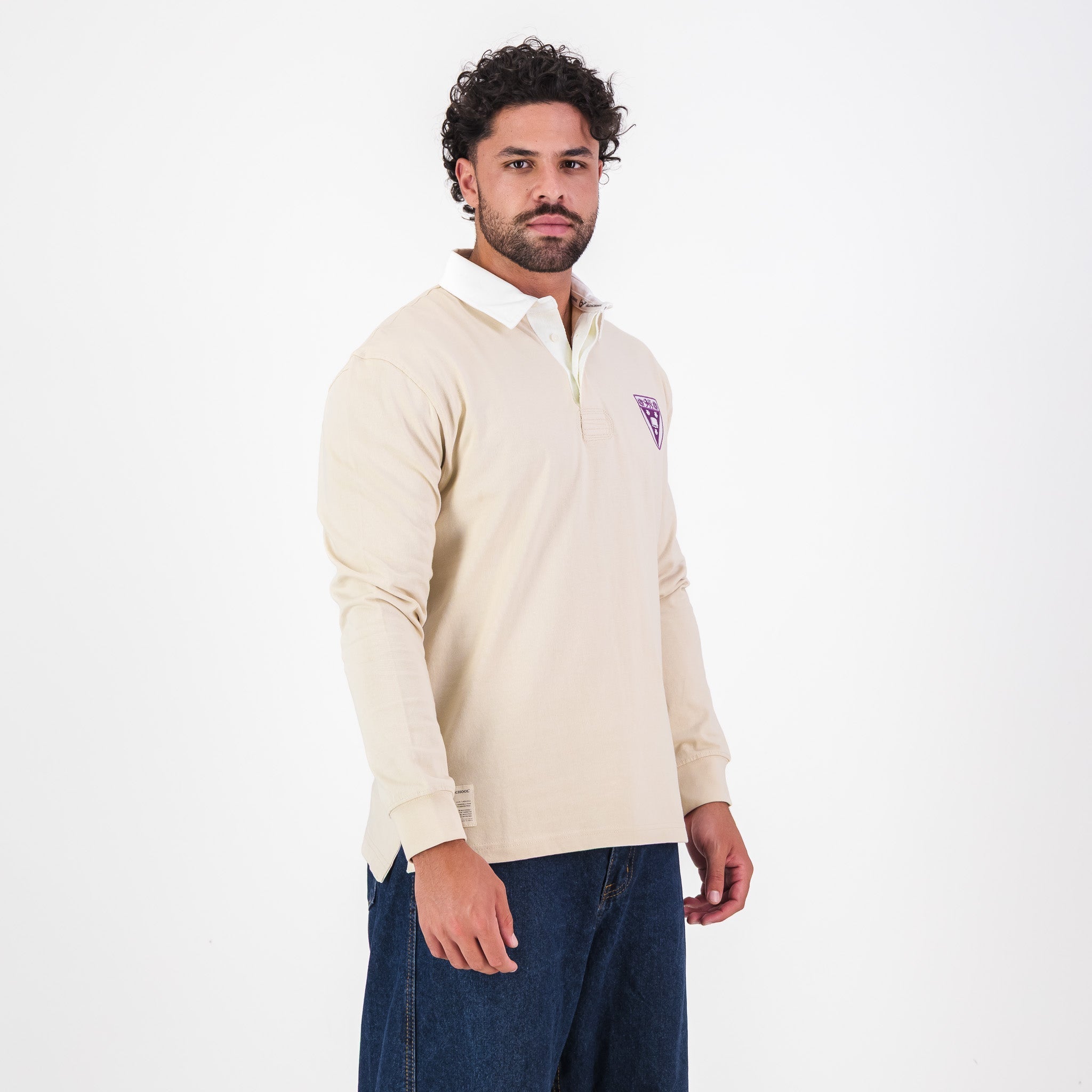 Schools Rhodes University  Long Sleeve Rugby Jersey Plain Ivory