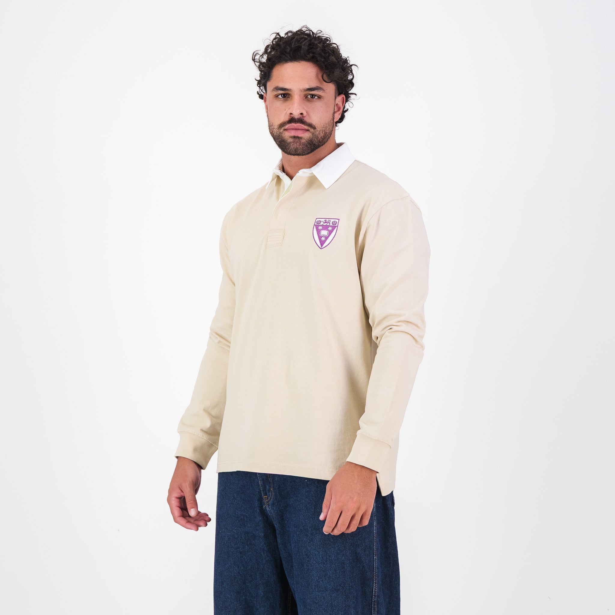 Schools Rhodes University  Long Sleeve Rugby Jersey Plain Ivory