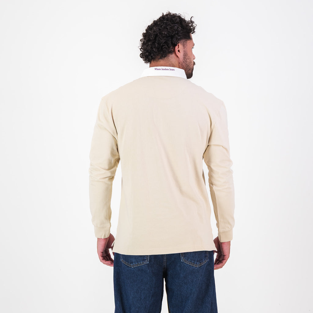 Schools Rhodes University  Long Sleeve Rugby Jersey Plain Ivory