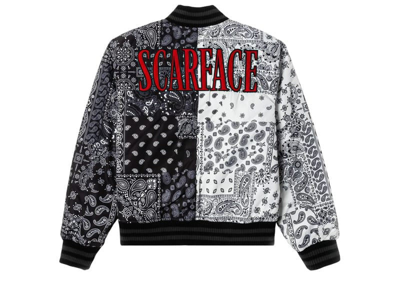 Shoe Palace x Scarface Paisley Varsity Jacket Black/White