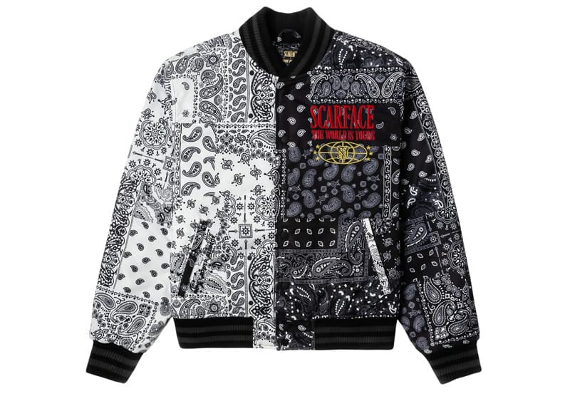 Shoe Palace x Scarface Paisley Varsity Jacket Black/White