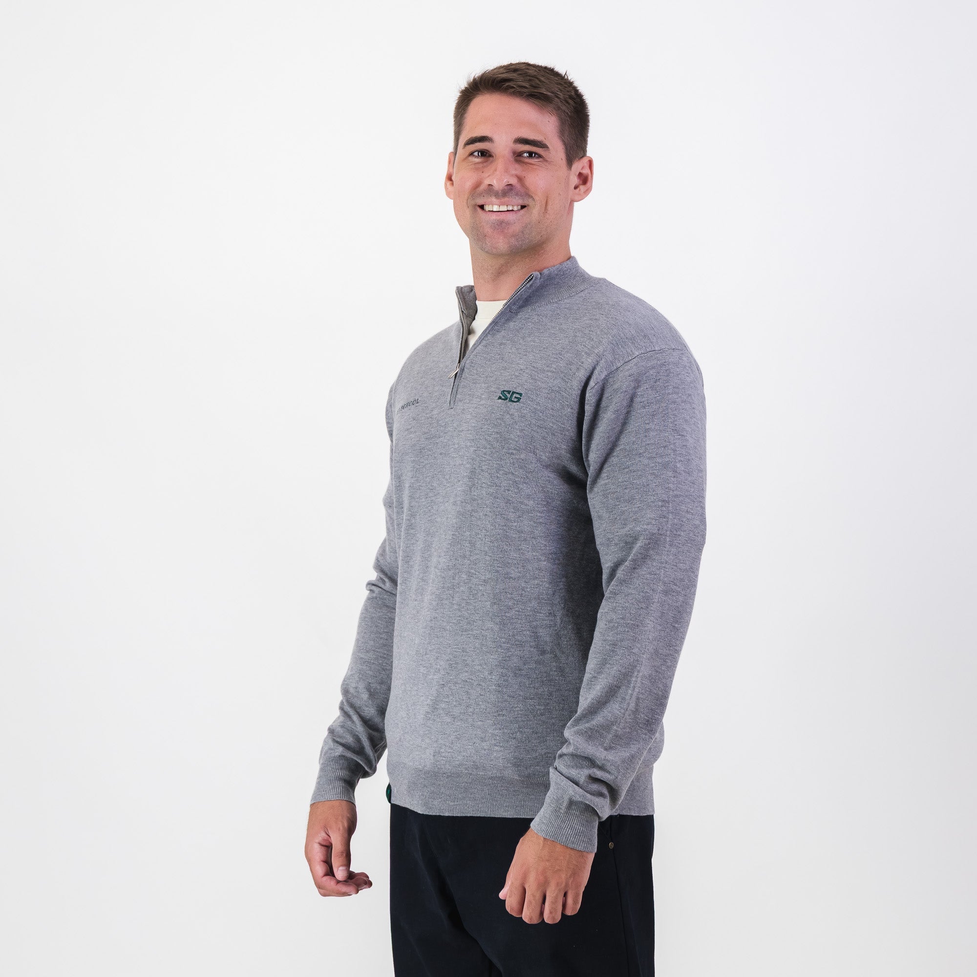 Southern Guards Classic  Knitwear Quarter Zip Plain Grey