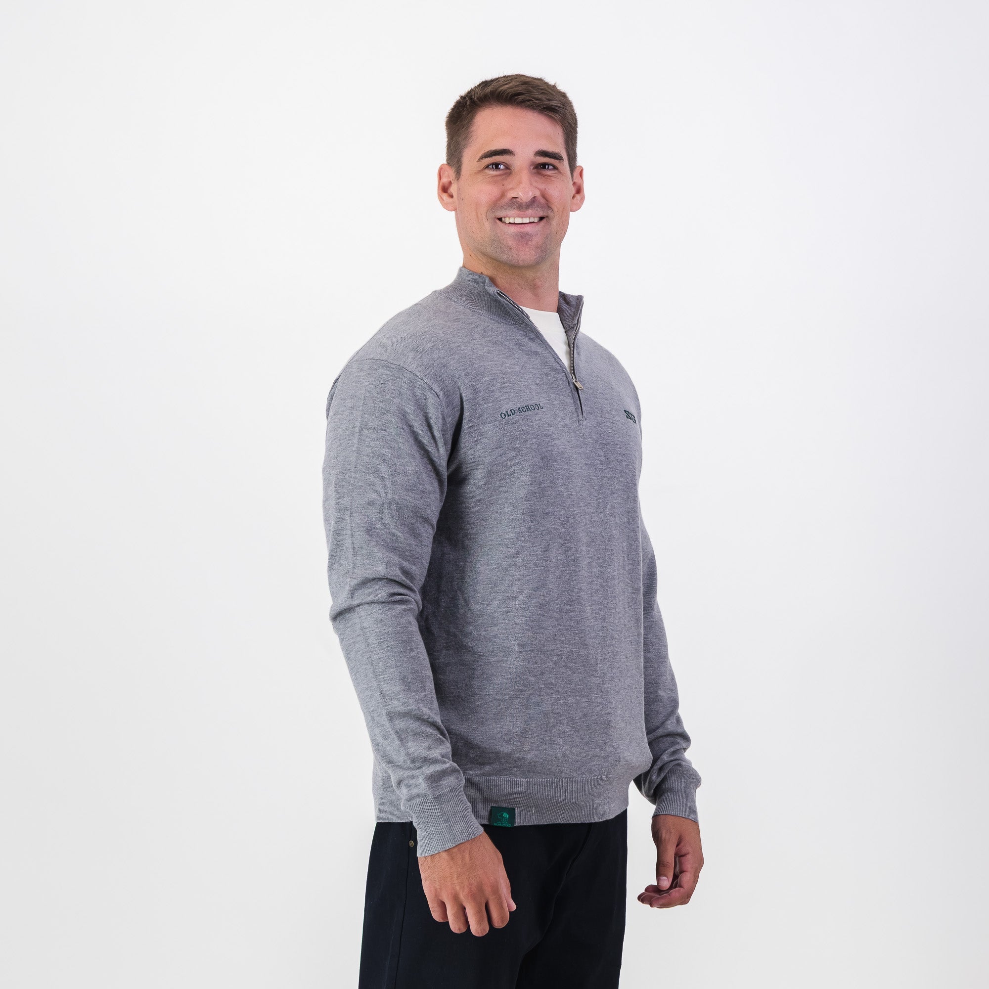 Southern Guards Classic  Knitwear Quarter Zip Plain Grey