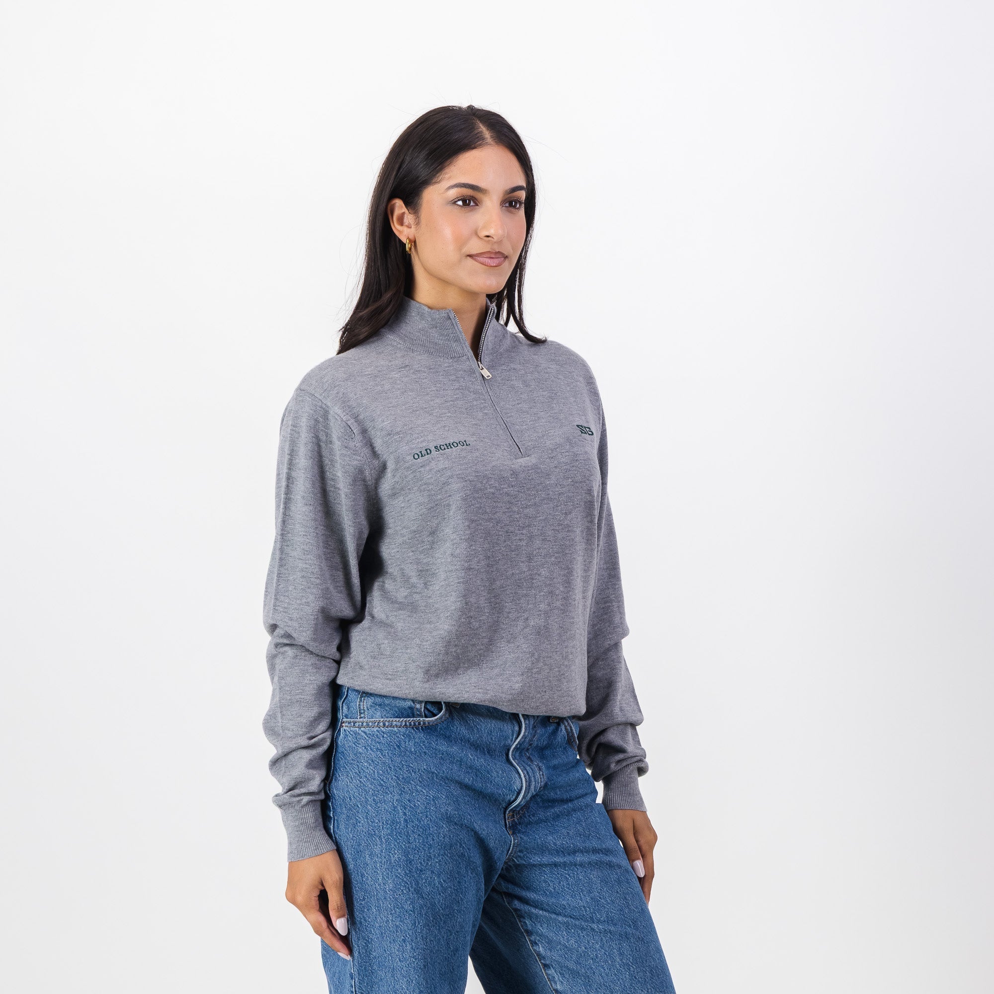 Southern Guards Classic  Knitwear Quarter Zip Plain Grey