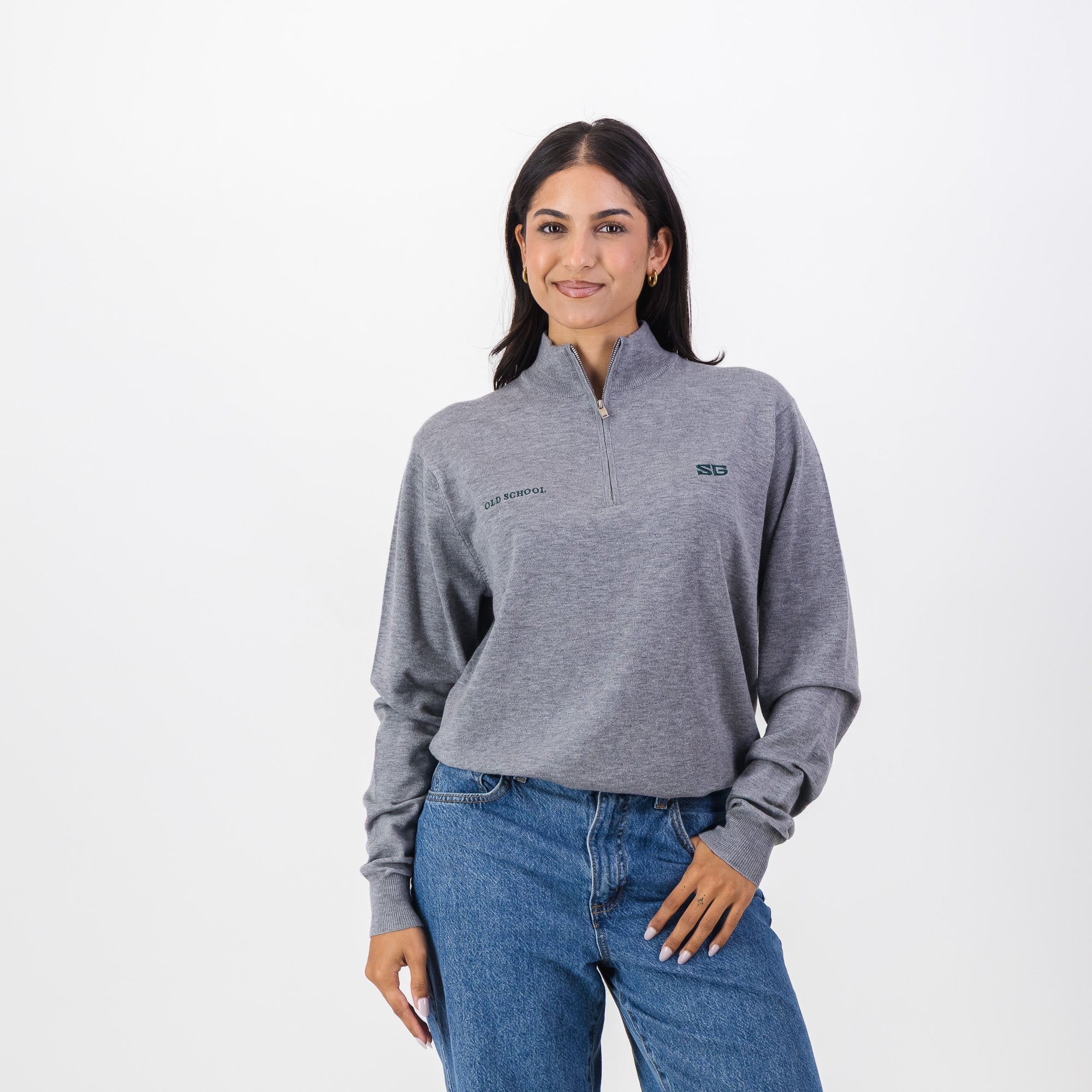 Southern Guards Classic  Knitwear Quarter Zip Plain Grey