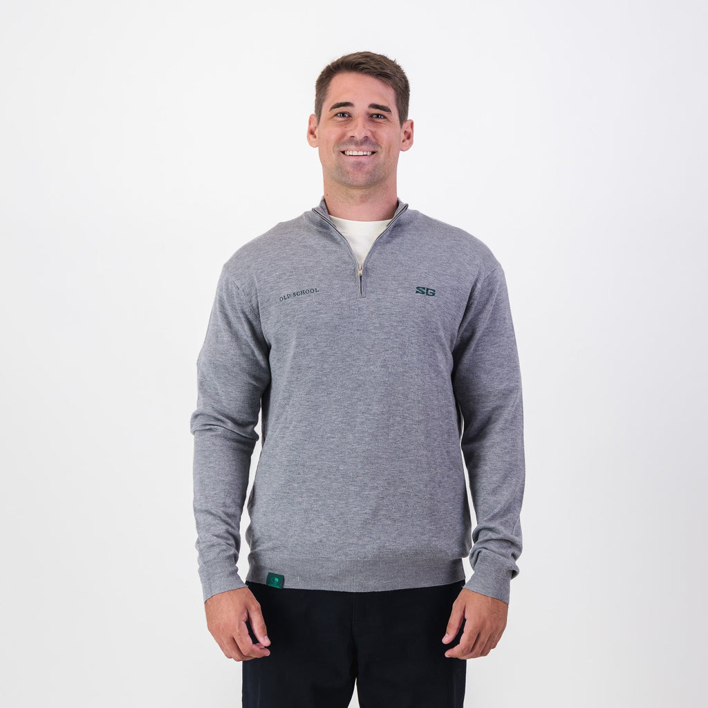 Southern Guards Classic  Knitwear Quarter Zip Plain Grey