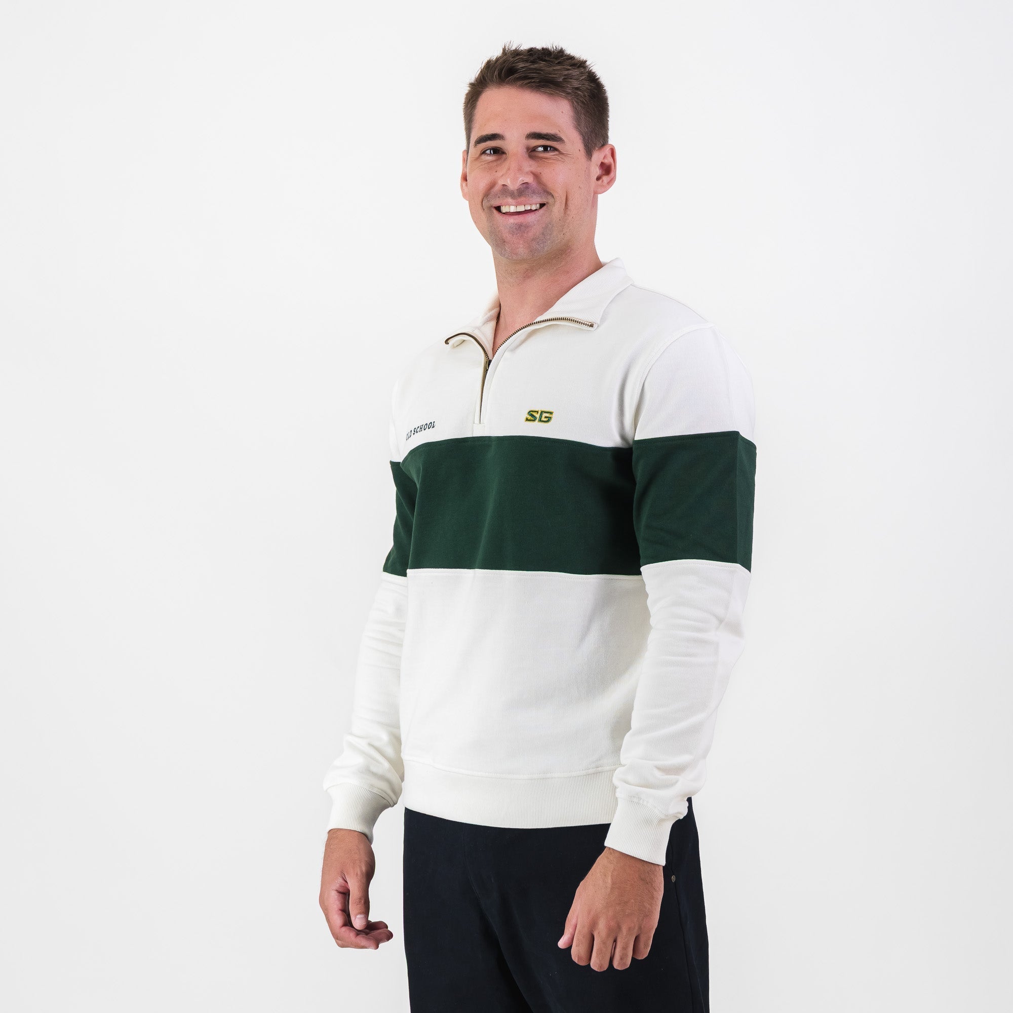 Southern Guards Quarter Zip Sweat Panel Green white