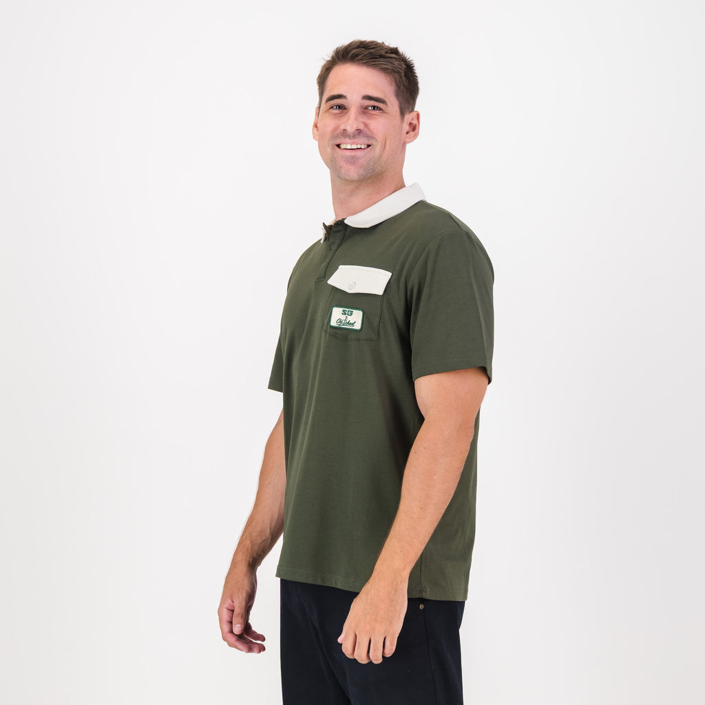 Southern Guards Retro Short Sleeve Golf Polo Pocket Patch Green