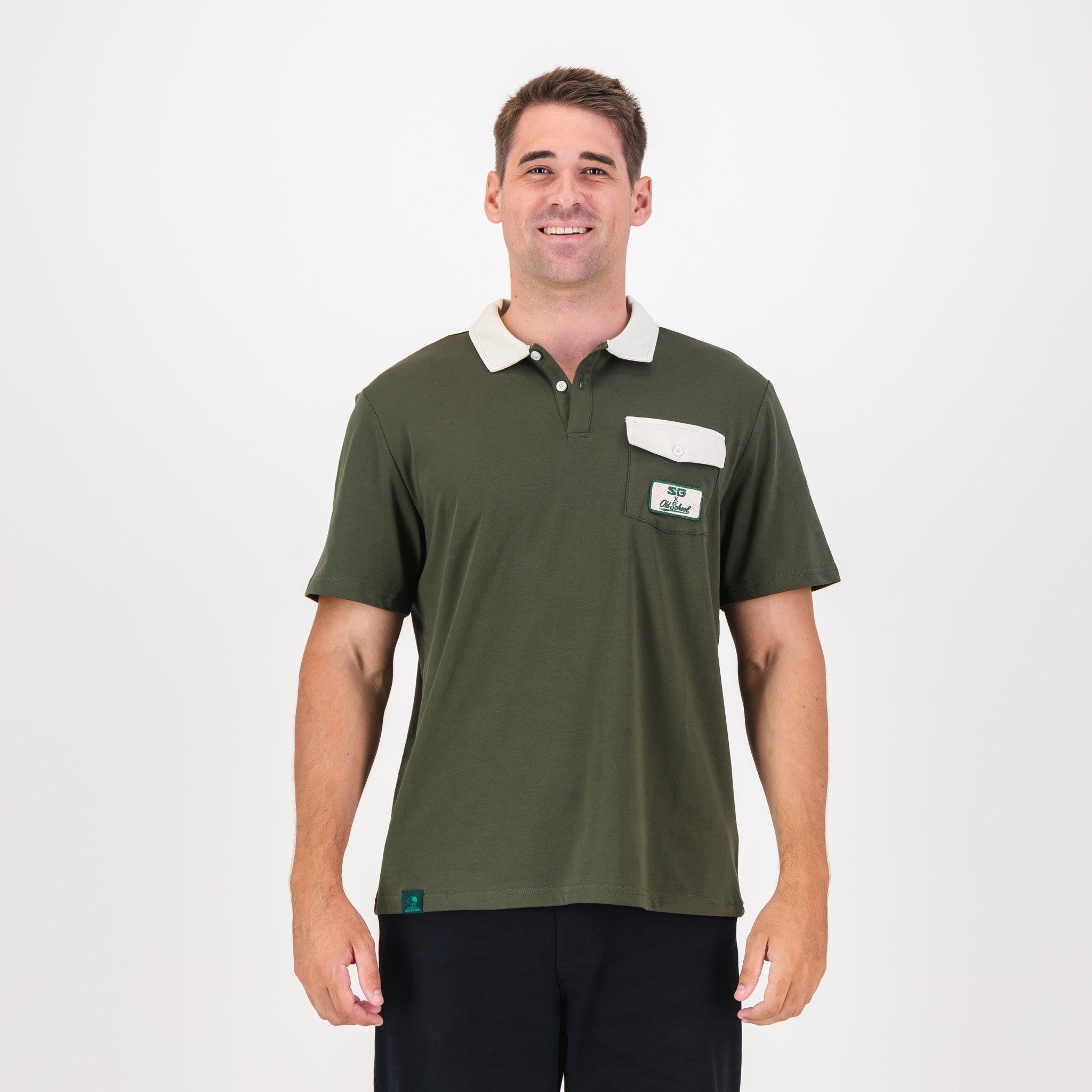 Southern Guards Retro Short Sleeve Golf Polo Pocket Patch Green