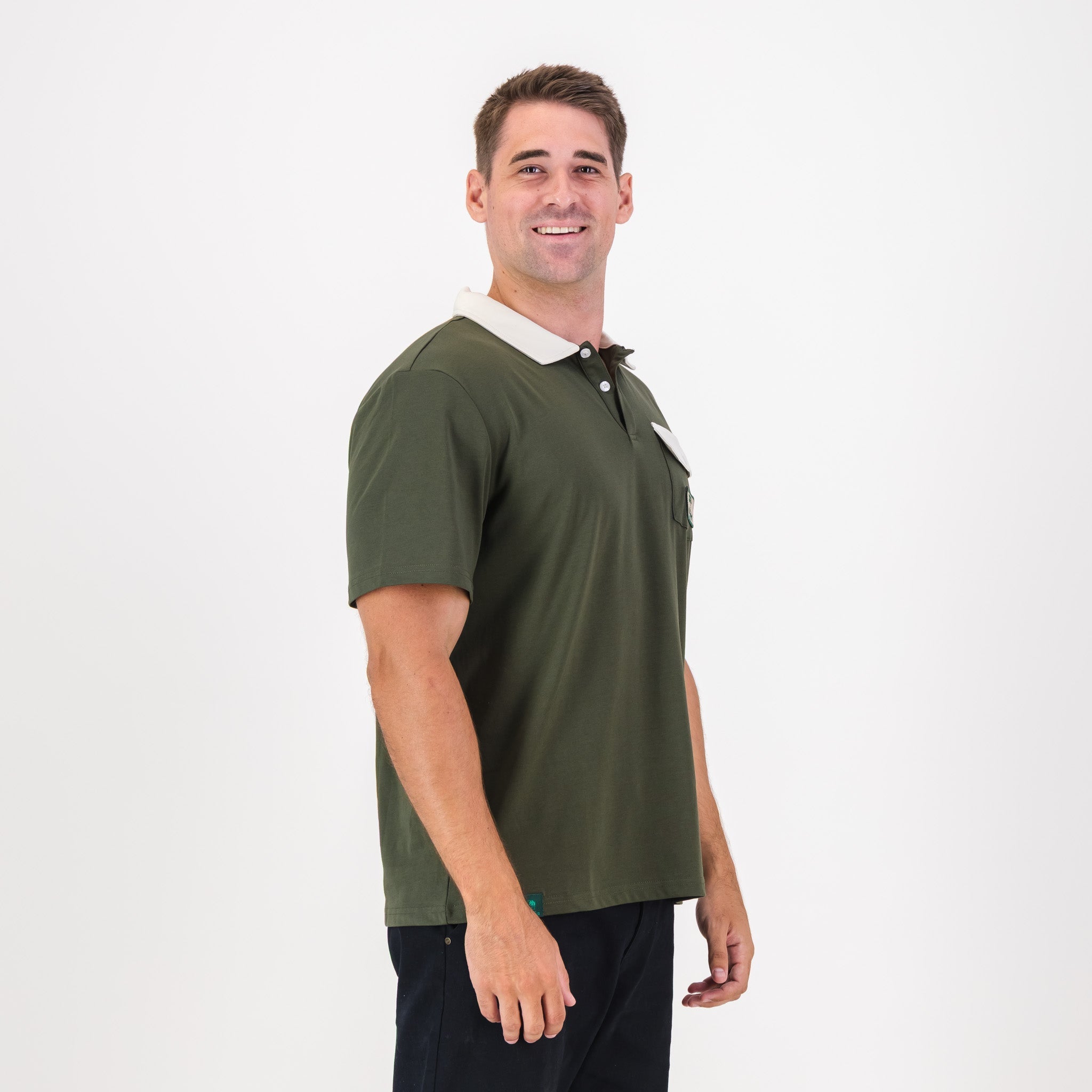 Southern Guards Retro Short Sleeve Golf Polo Pocket Patch Green