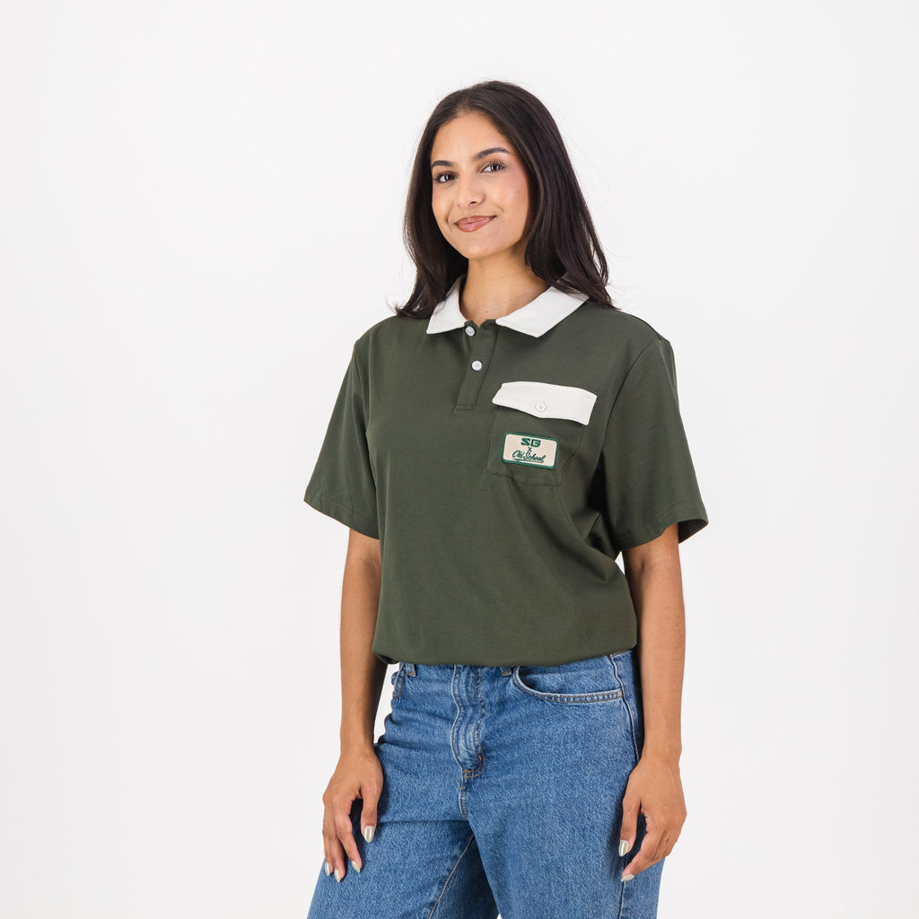 Southern Guards Retro Short Sleeve Golf Polo Pocket Patch Green