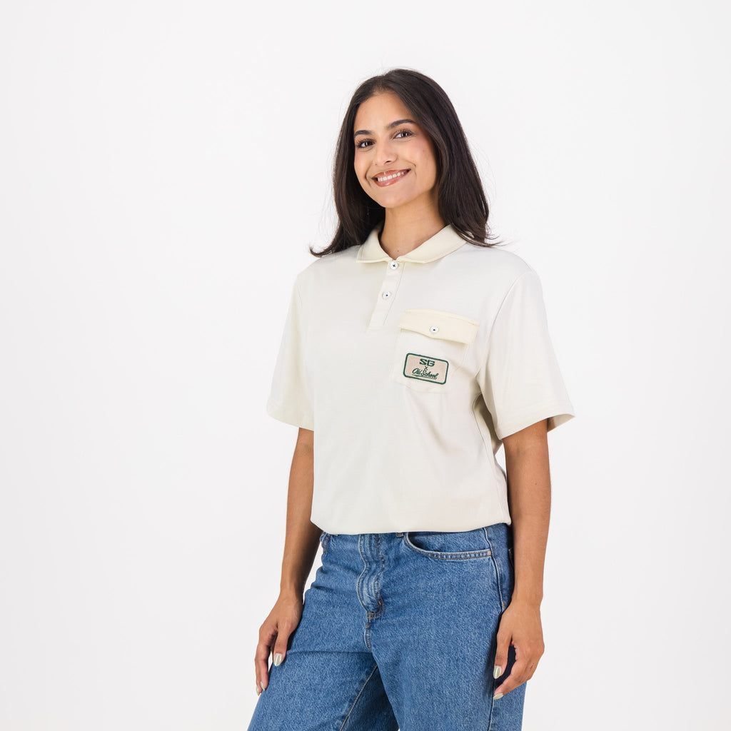 Southern Guards Retro Short Sleeve Golf Polo Pocket Patch Ivory