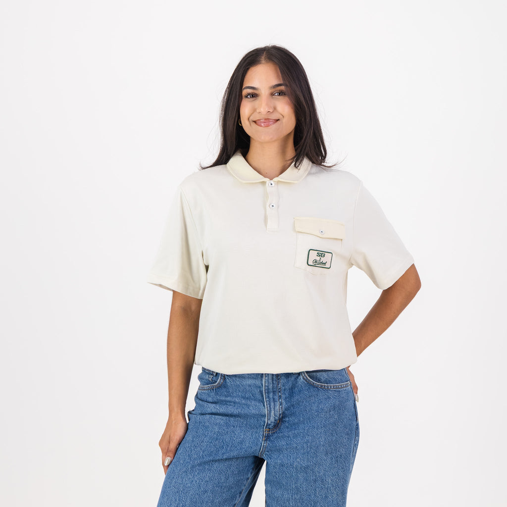 Southern Guards Retro Short Sleeve Golf Polo Pocket Patch Ivory