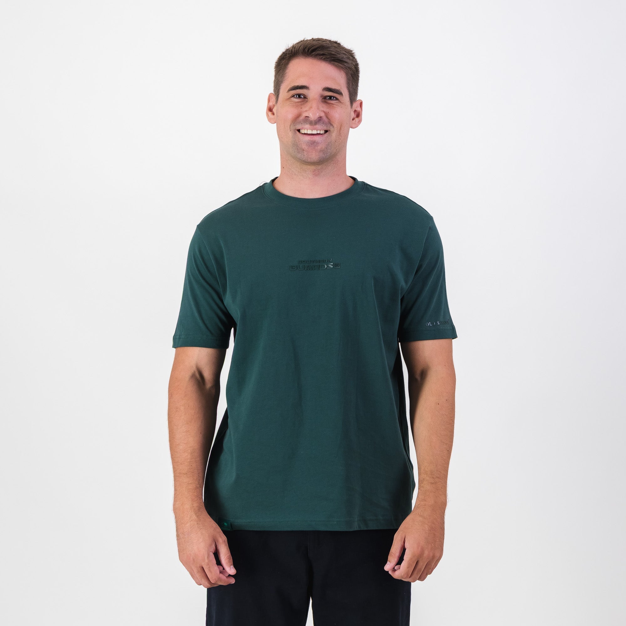 Southern Guards Stacked Logo Regular Crew T-Shirt Plain Green