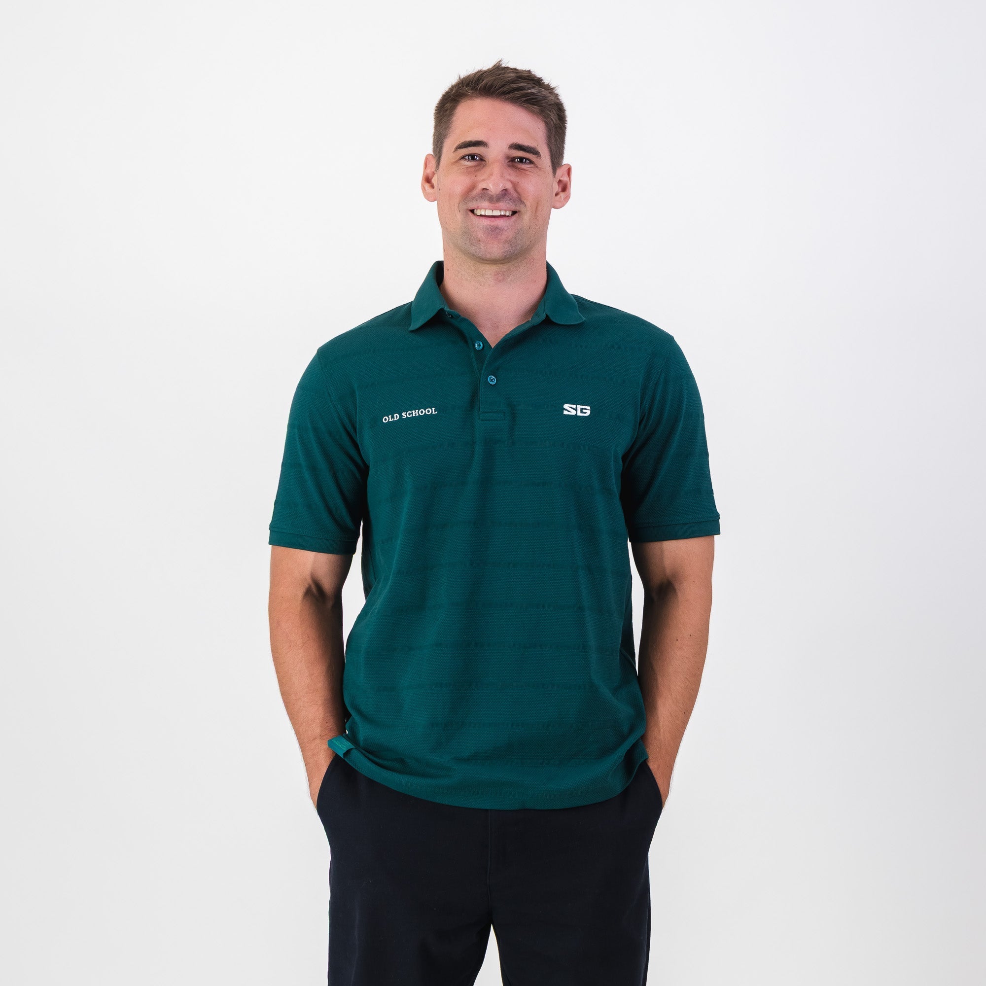 Southern Guards Textured Short Sleeve Golf Polo Textured Jacquard Green