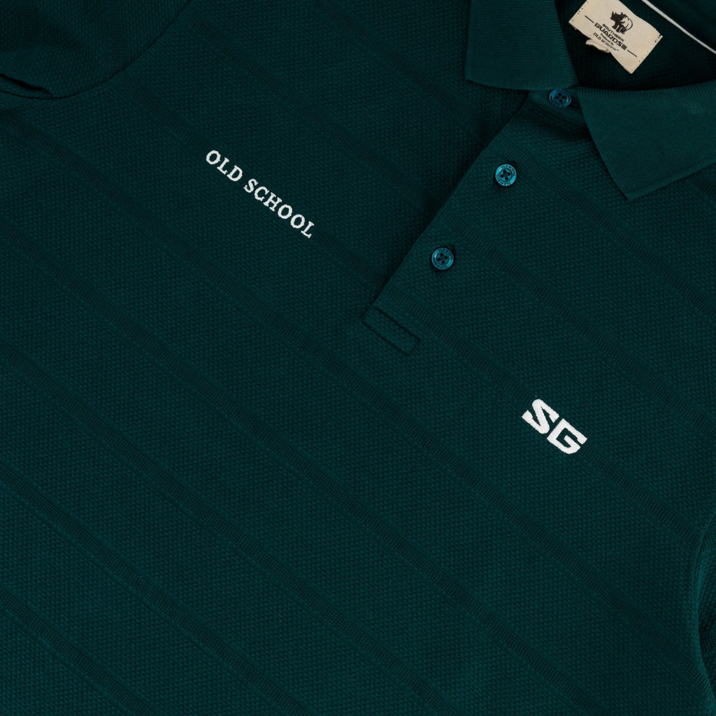 Southern Guards Textured Short Sleeve Golf Polo Textured Jacquard Green