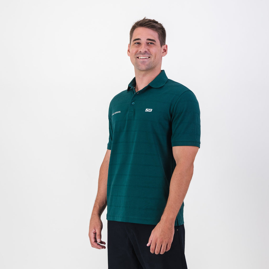 Southern Guards Textured Short Sleeve Golf Polo Textured Jacquard Green