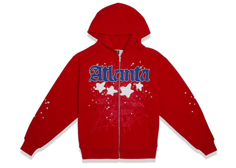 Sp5der Atlanta Zip Up Hoodie Red