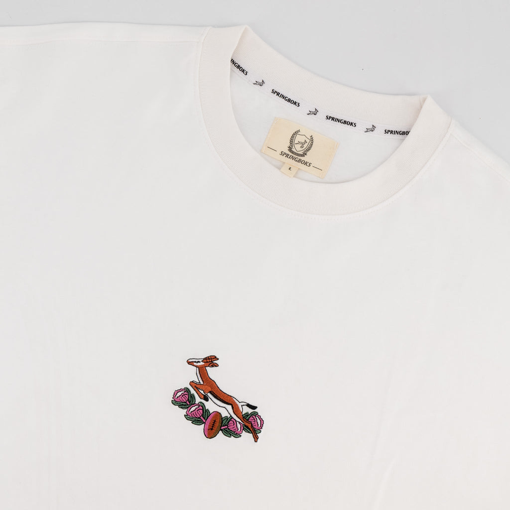 Springboks 95 Embroidery Boxy Crew Tee-White