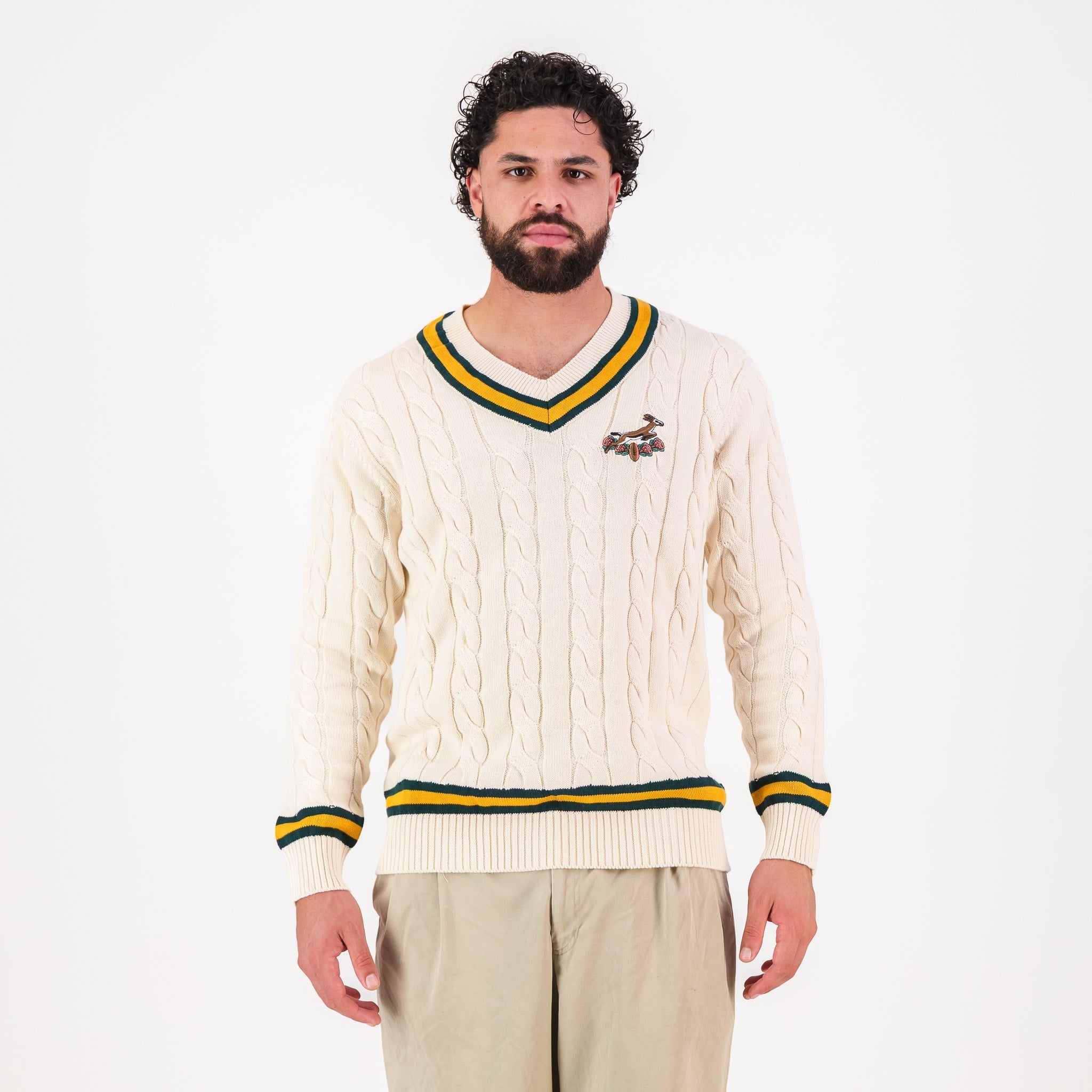 Springboks 95 LS V-neck Knit-Ivory