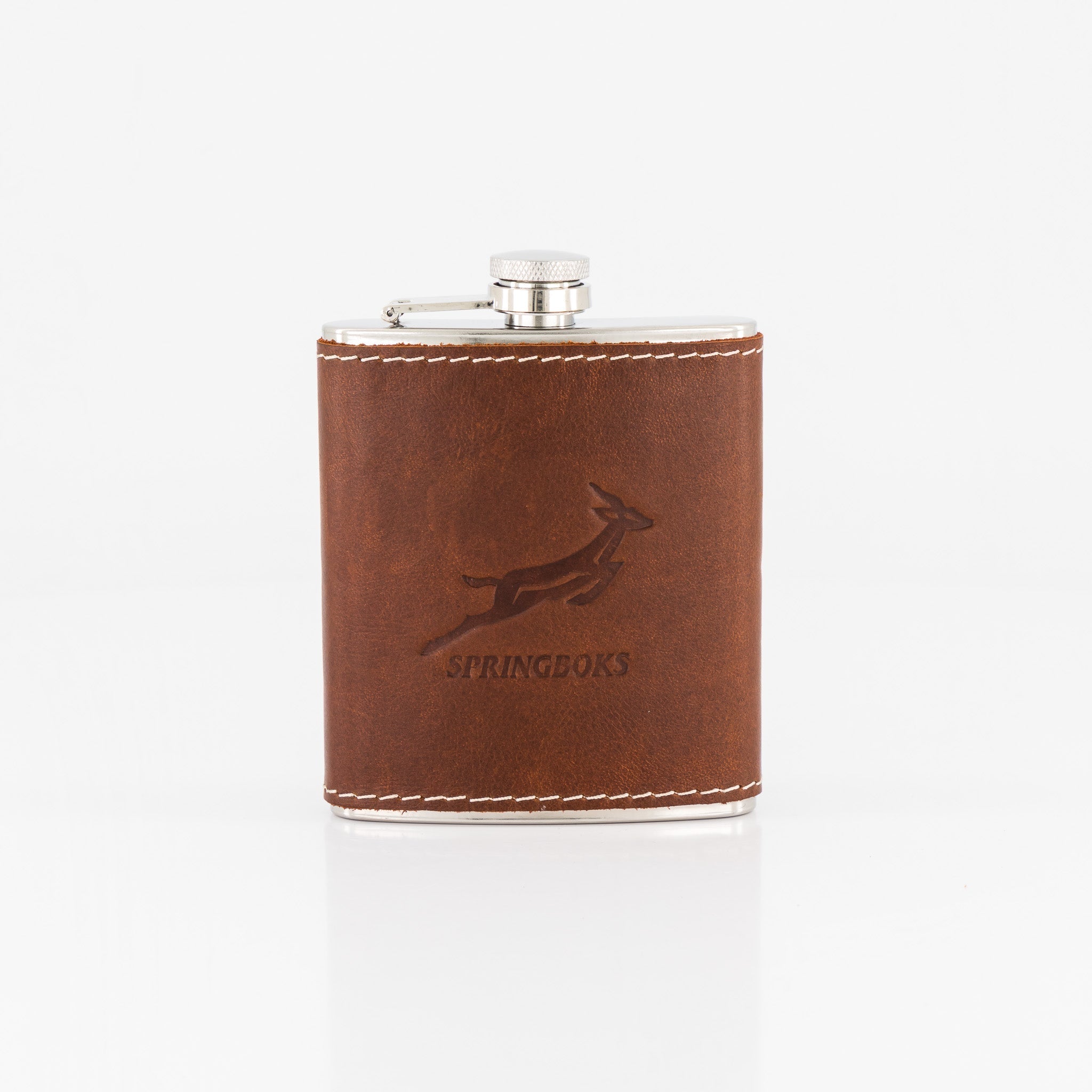 Springboks Leather Hip Flask - Brown