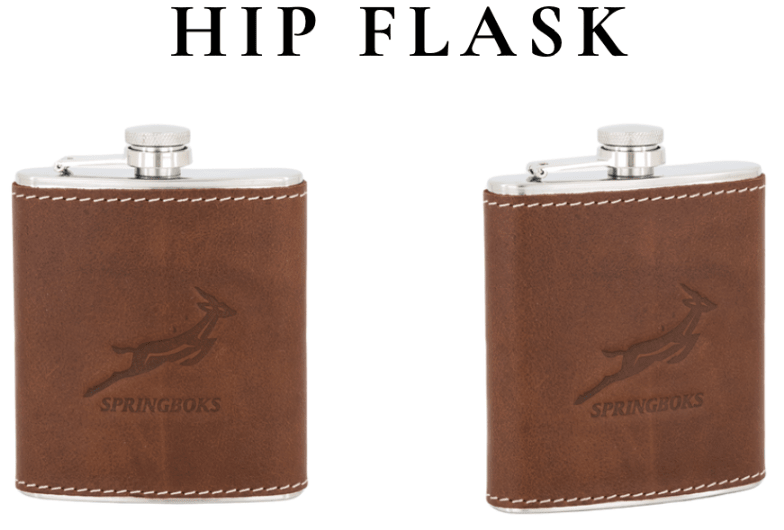Springboks Leather Hip Flask - Brown