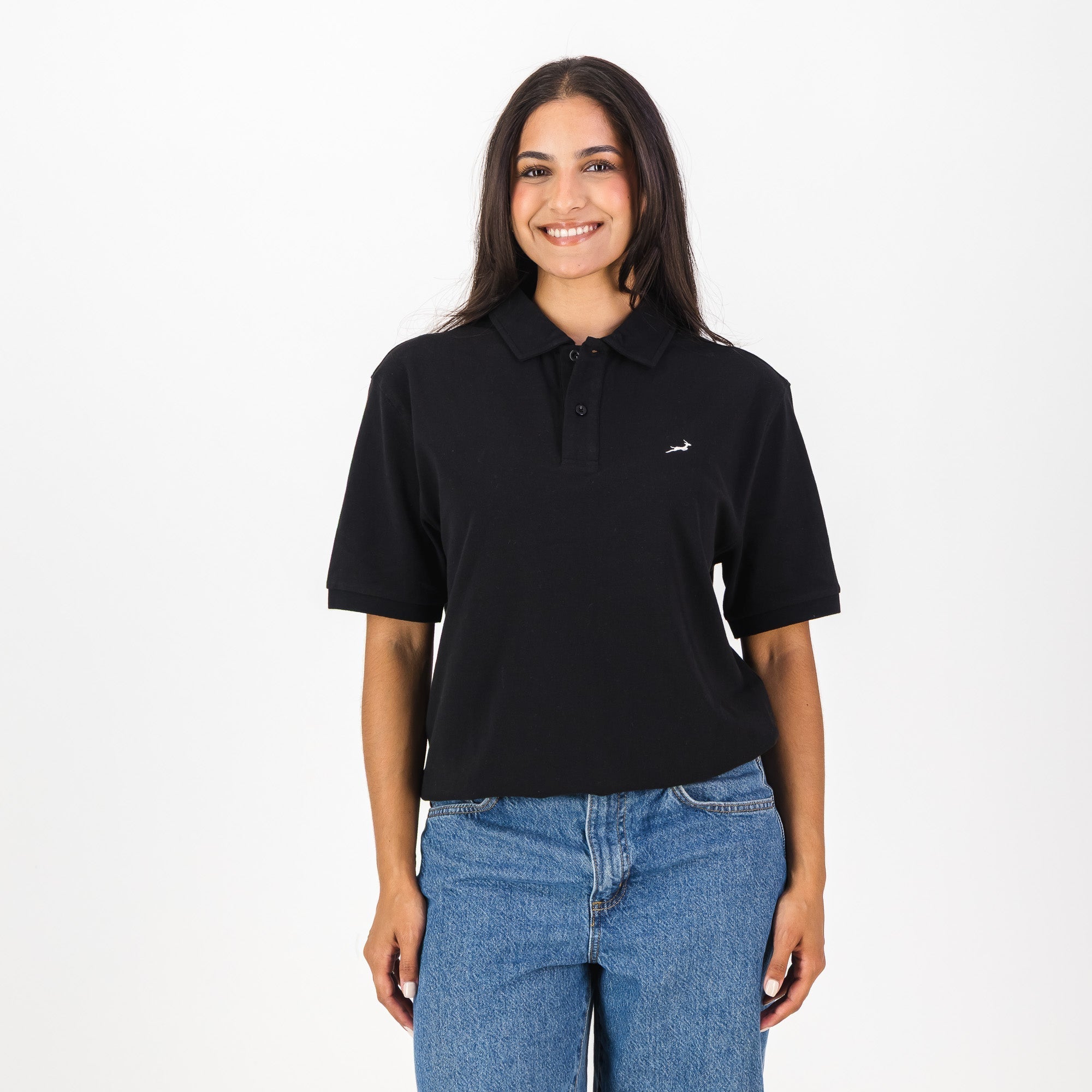 Springboks Contrast Embroidery Polo-Black