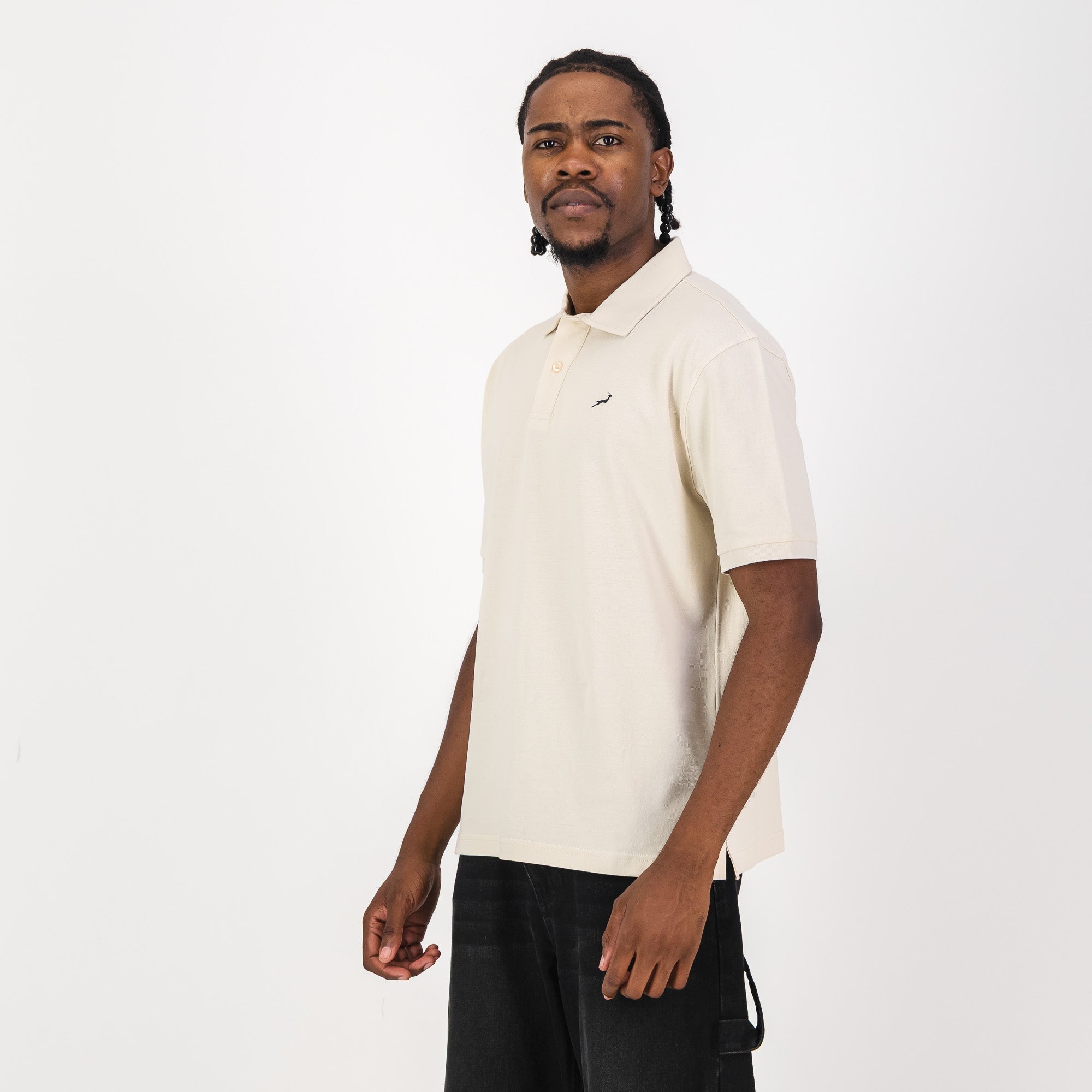 Springboks Contrast Embroidery Polo-Ivory