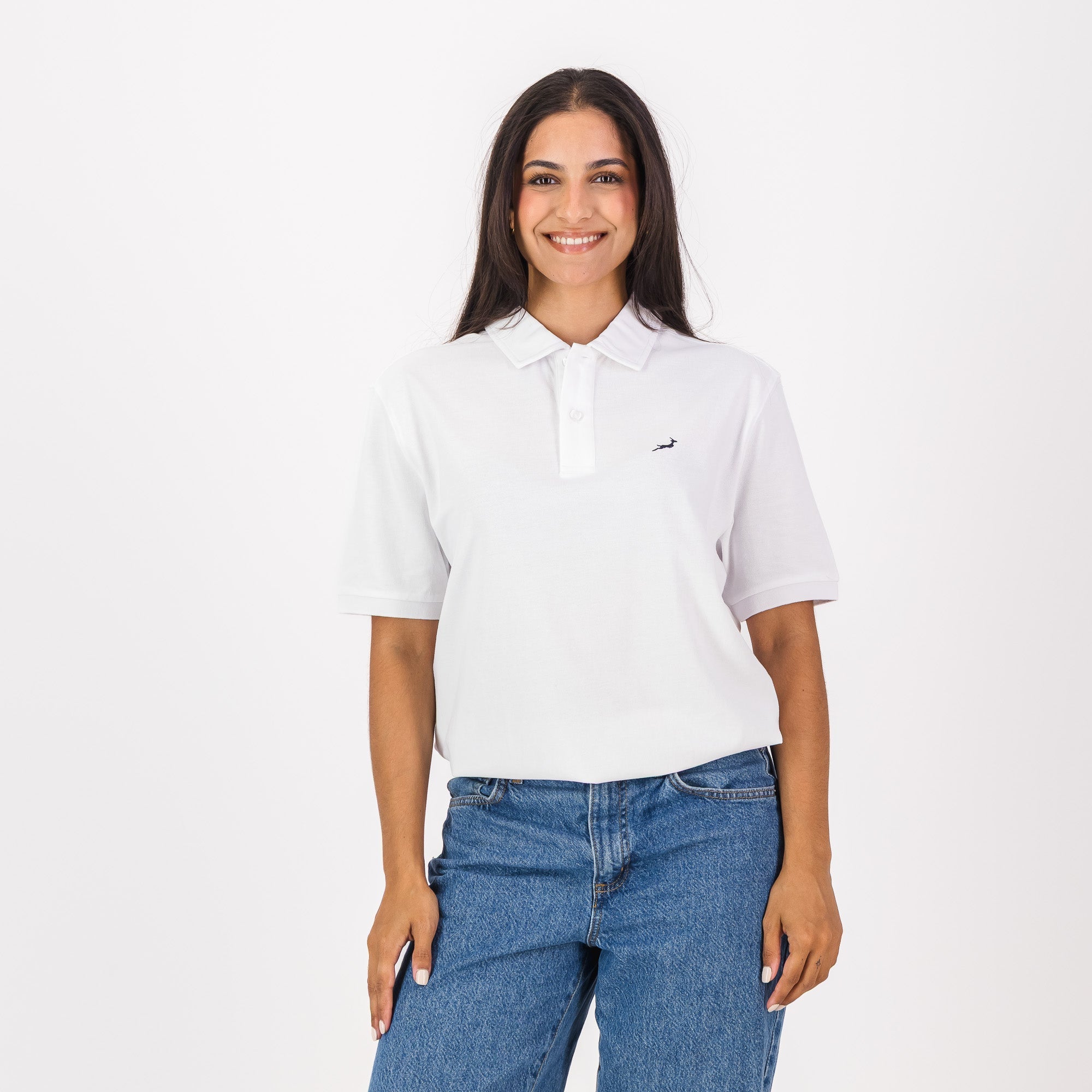 Springboks Contrast Embroidery Polo-White