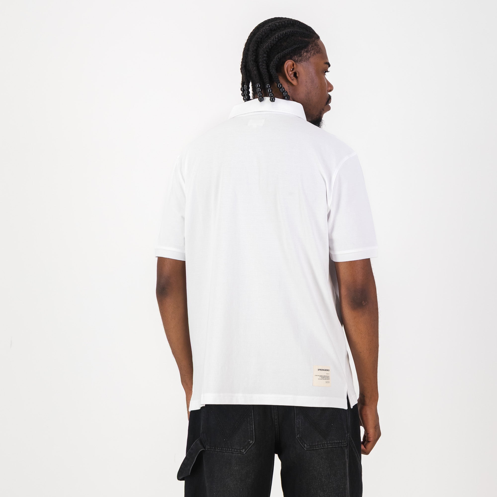 Springboks Contrast Embroidery Polo-White
