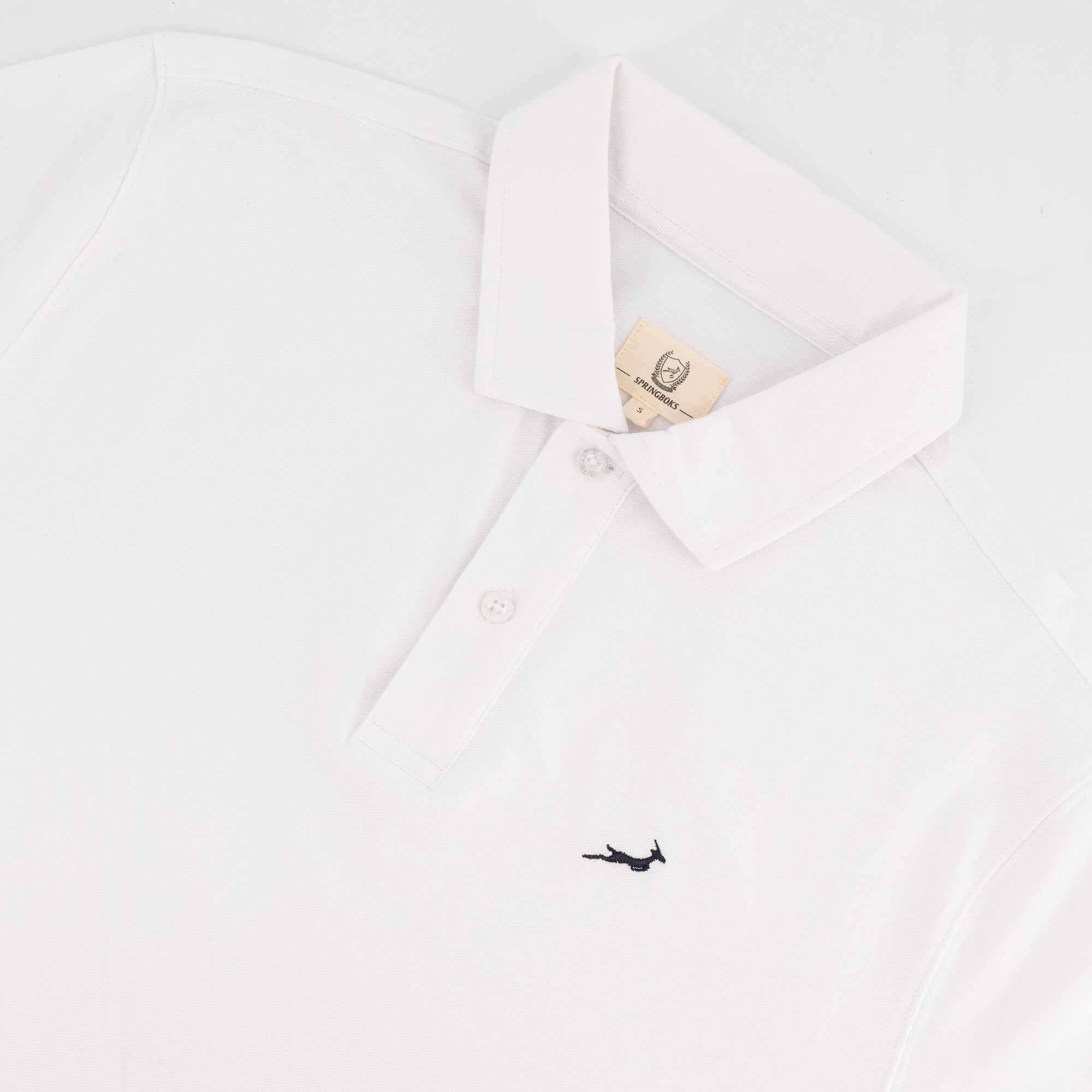 Springboks Contrast Embroidery Polo-White