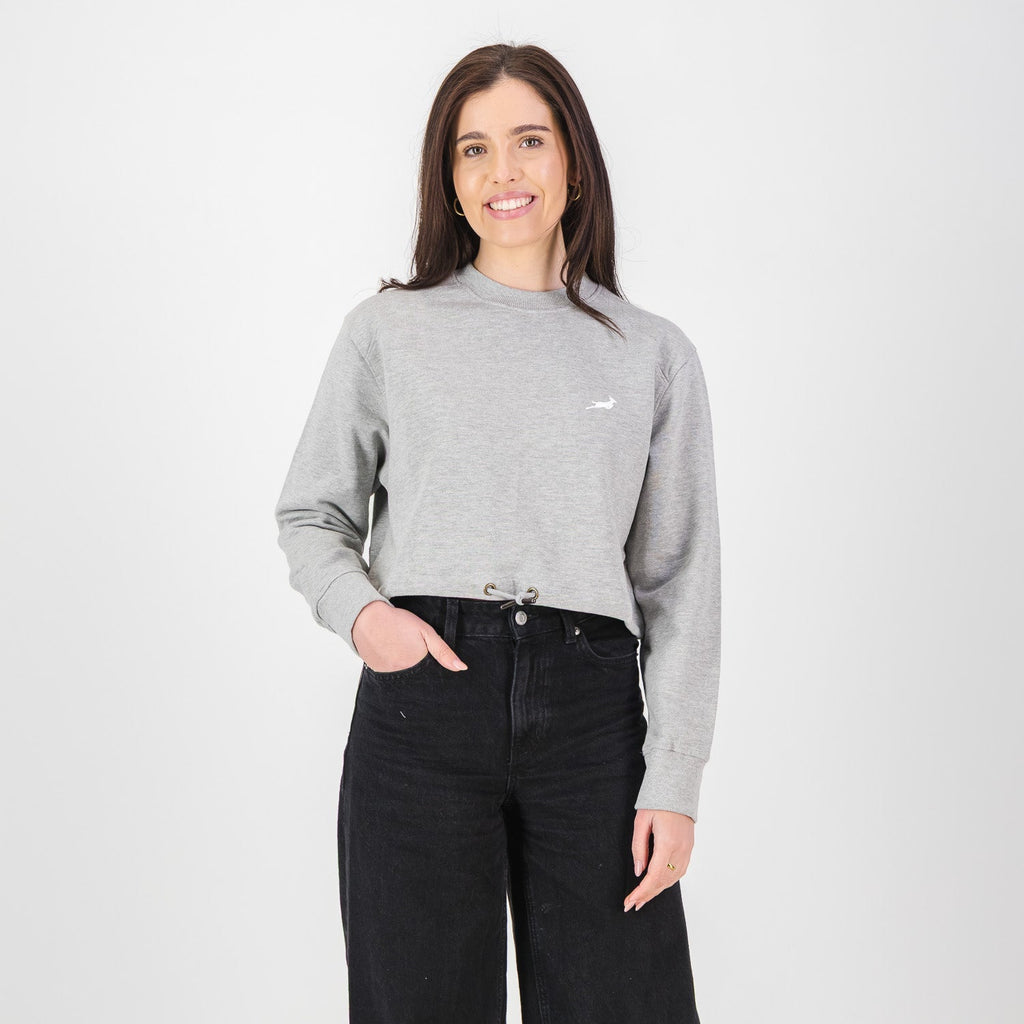 Springboks Crop Crew Sweat - LT Grey Melange
