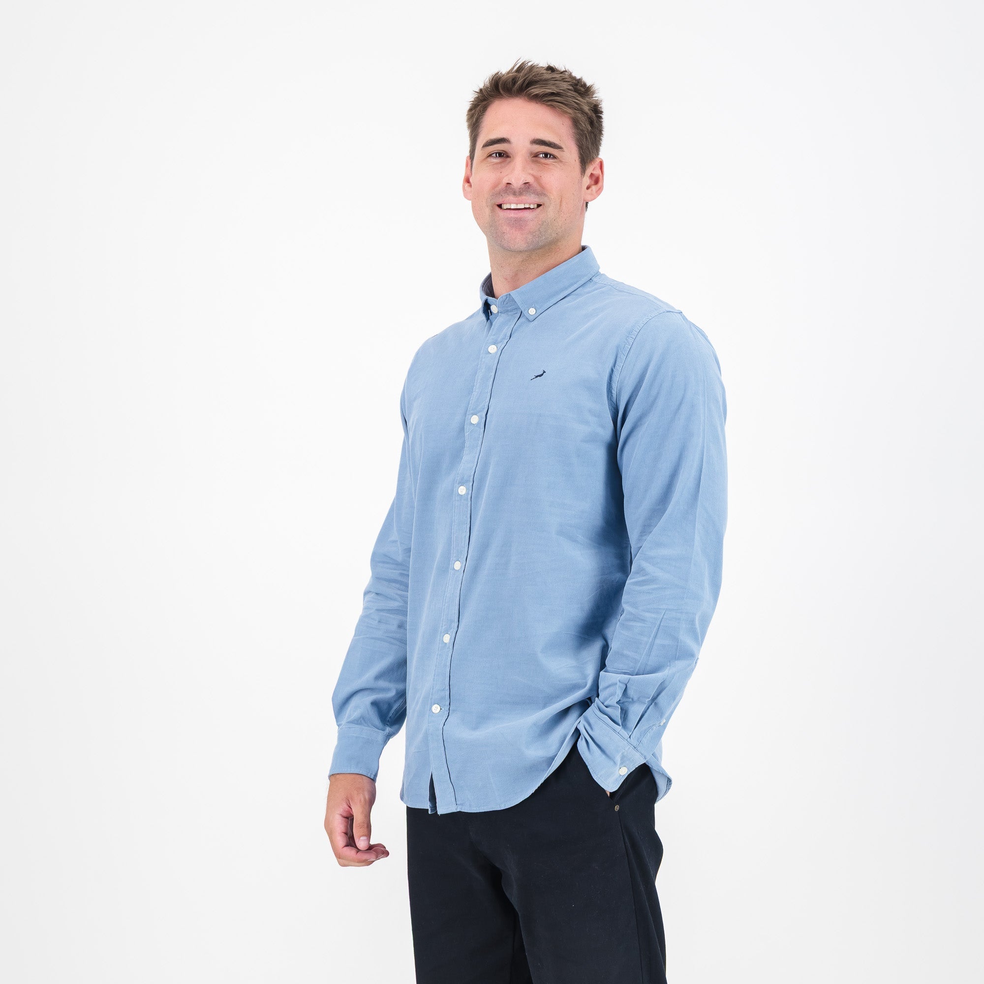 Springboks Fine Corduroy Shirt-Faded Denim