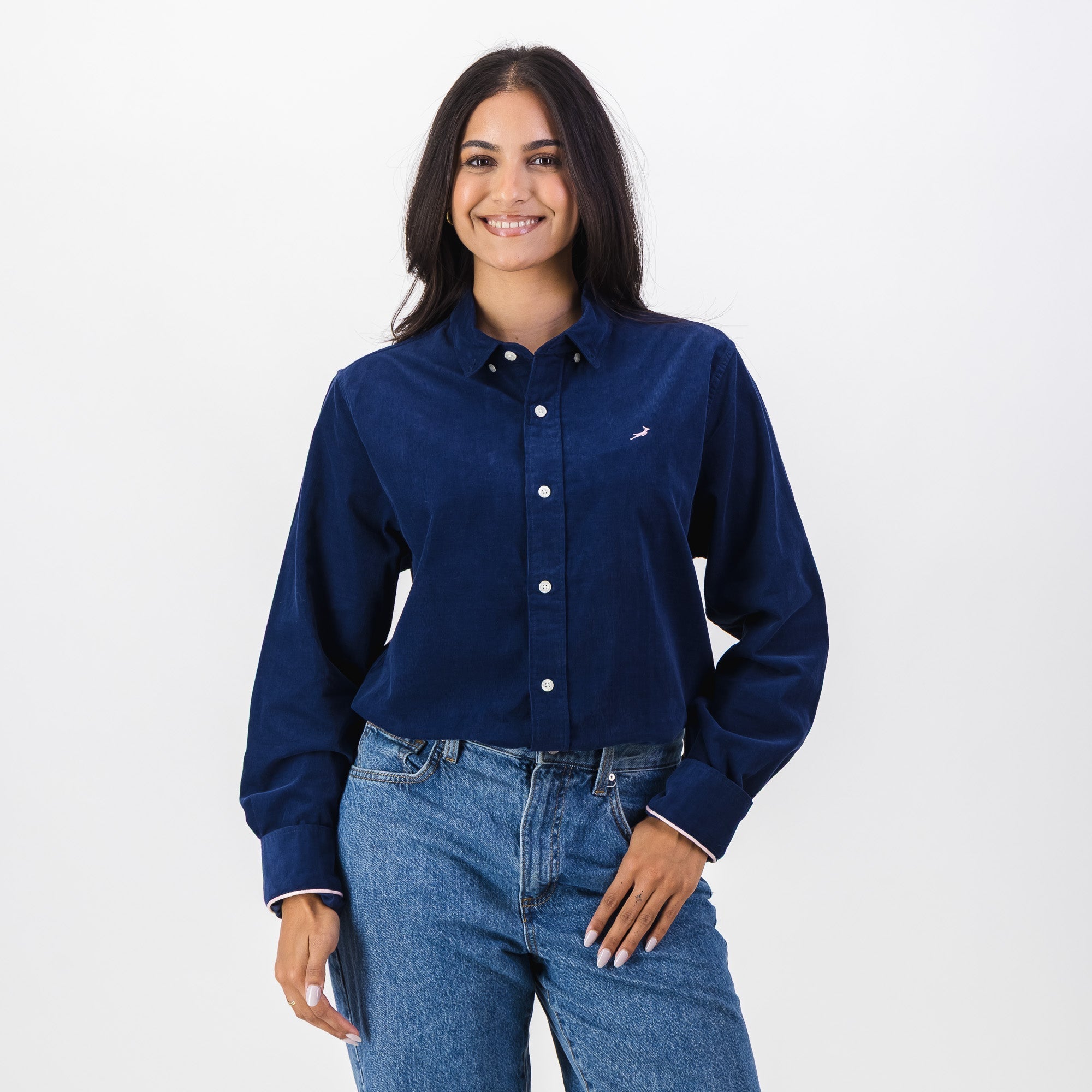 Springboks Fine Corduroy Shirt-Navy