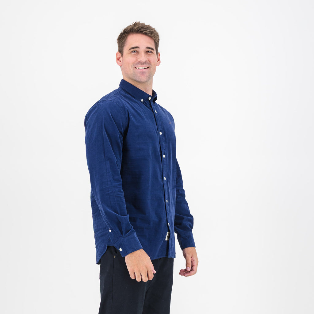 Springboks Fine Corduroy Shirt-Navy