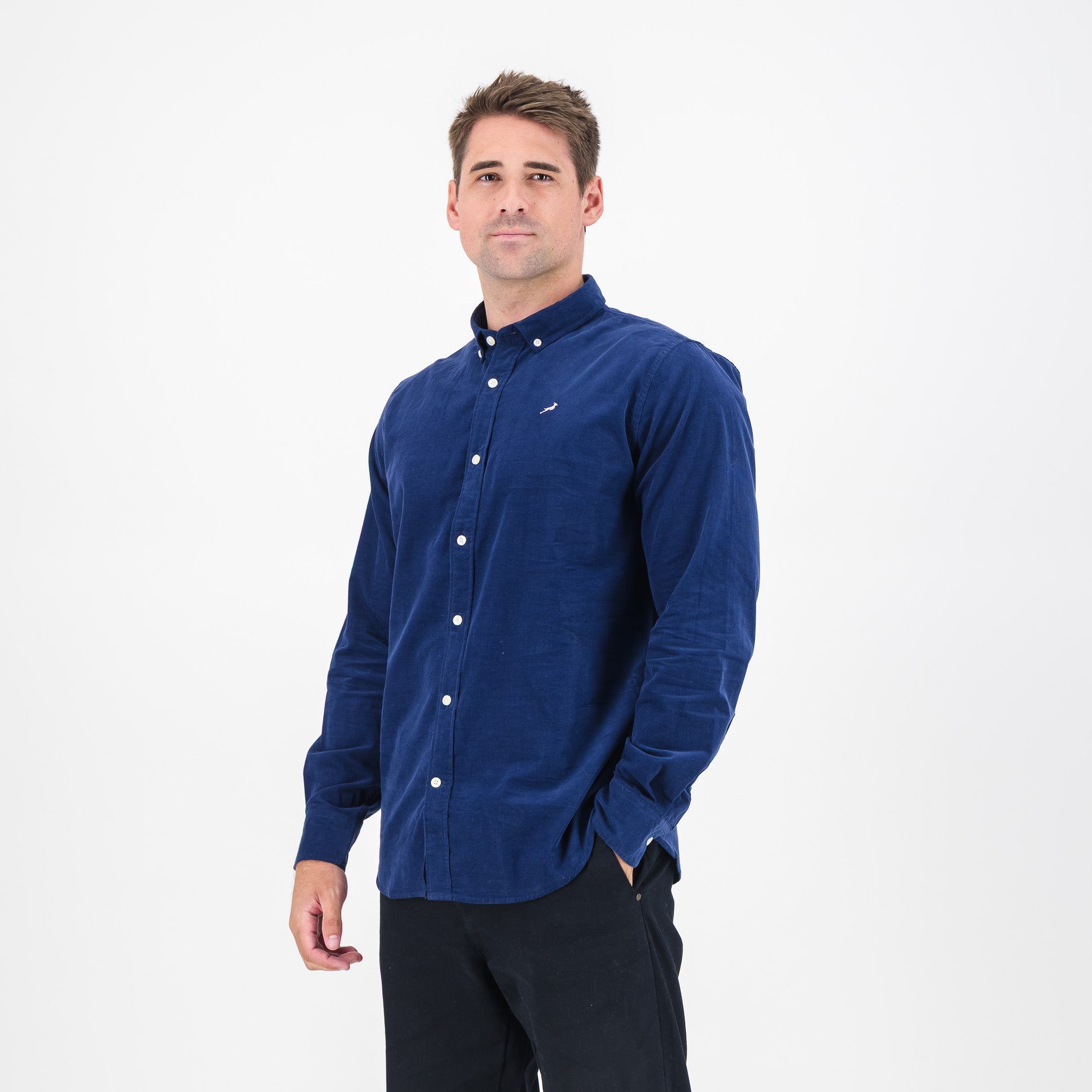Springboks Fine Corduroy Shirt-Navy