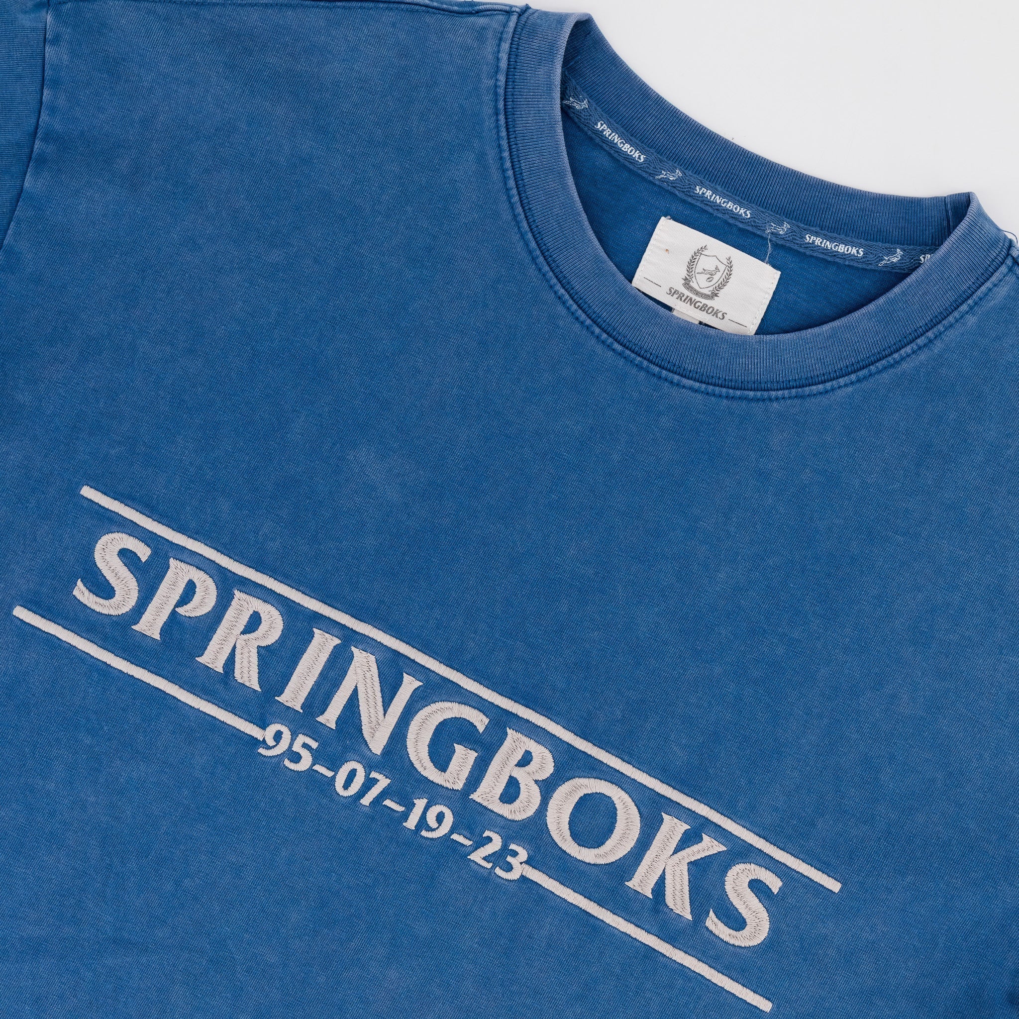 Springboks Four Wins Acid Wash Boxy Crew Tee-Navy