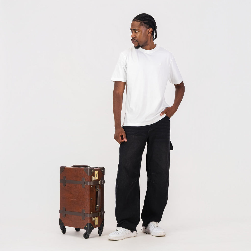 Springboks Leather Embroidered Suitcase - Brown