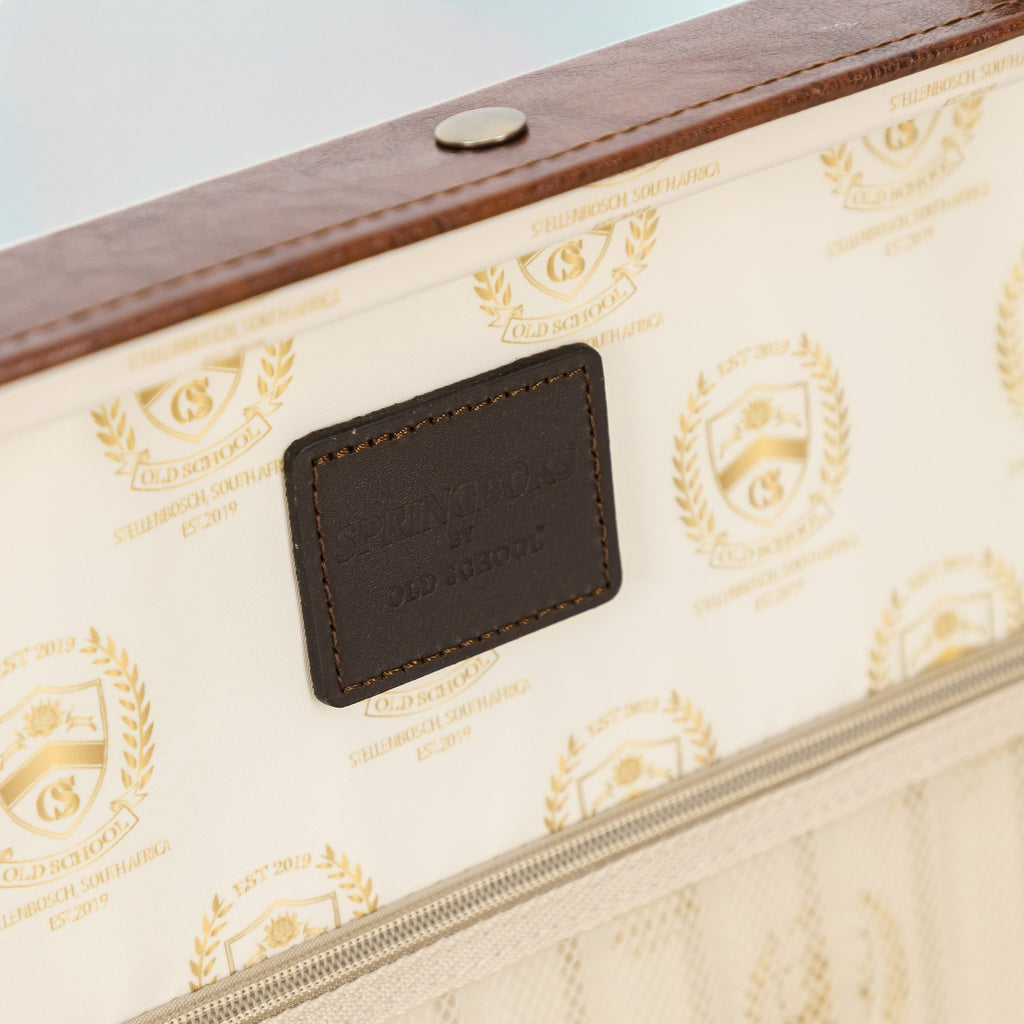 Springboks Leather Embroidered Suitcase - Brown