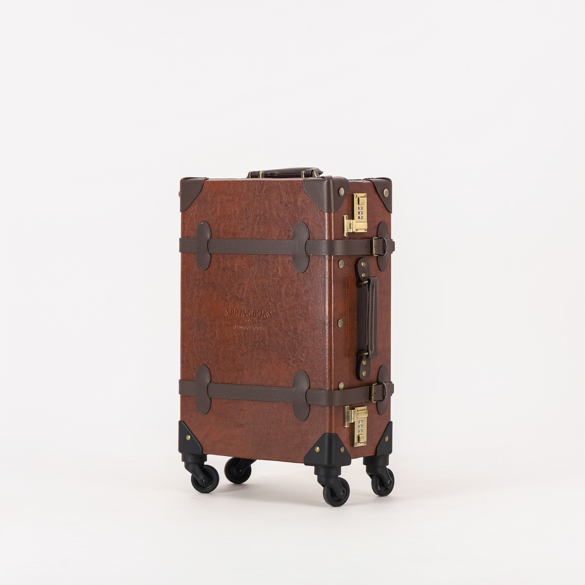 Springboks Leather Embroidered Suitcase - Brown