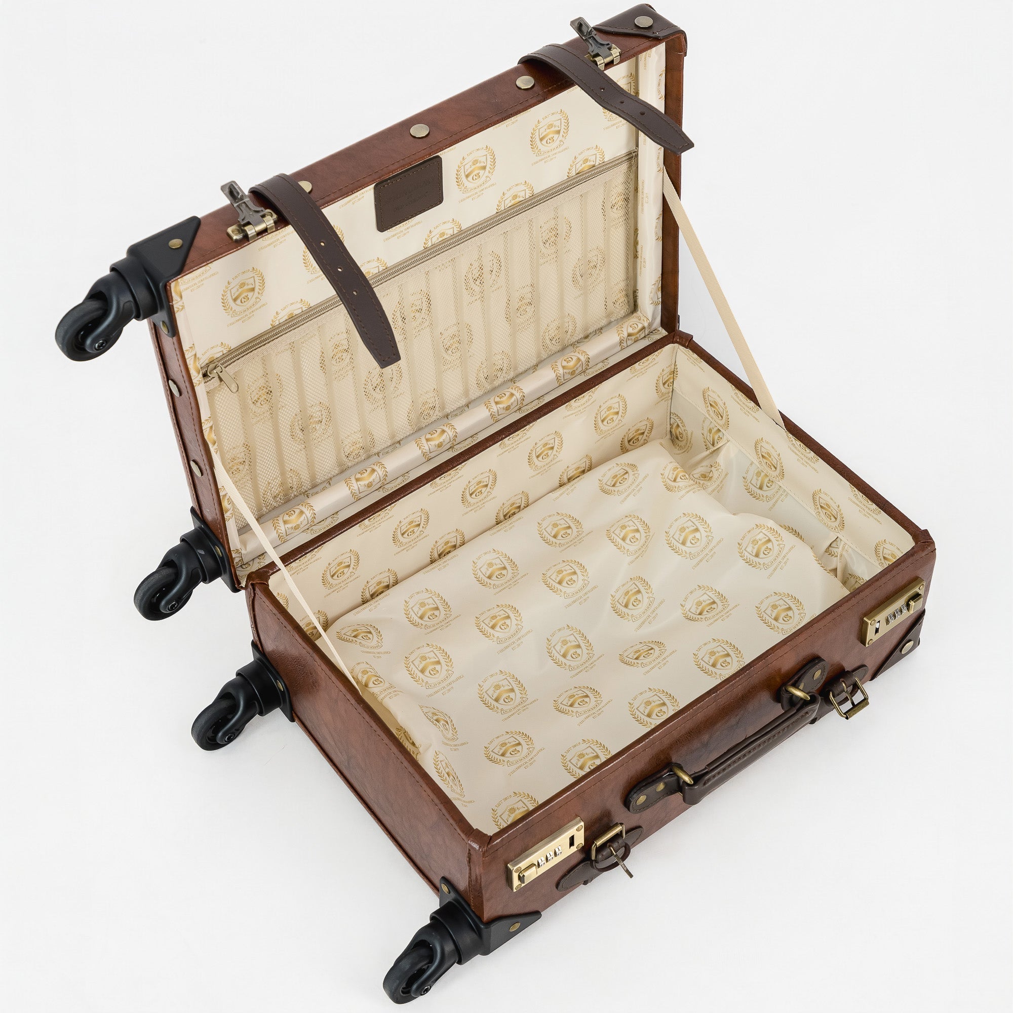 Springboks Leather Embroidered Suitcase - Brown