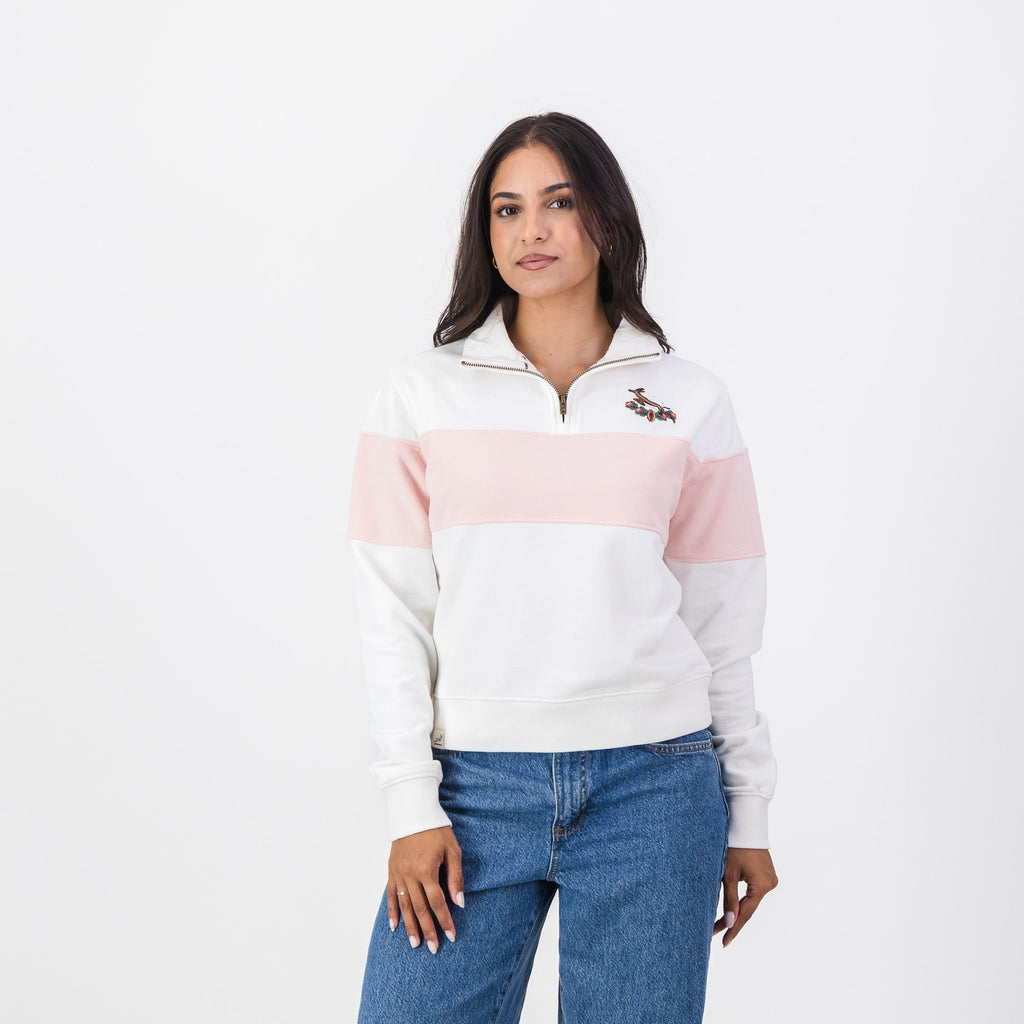 Springboks Hoop Quarter Zip Crop Sweat-Rose Quartz