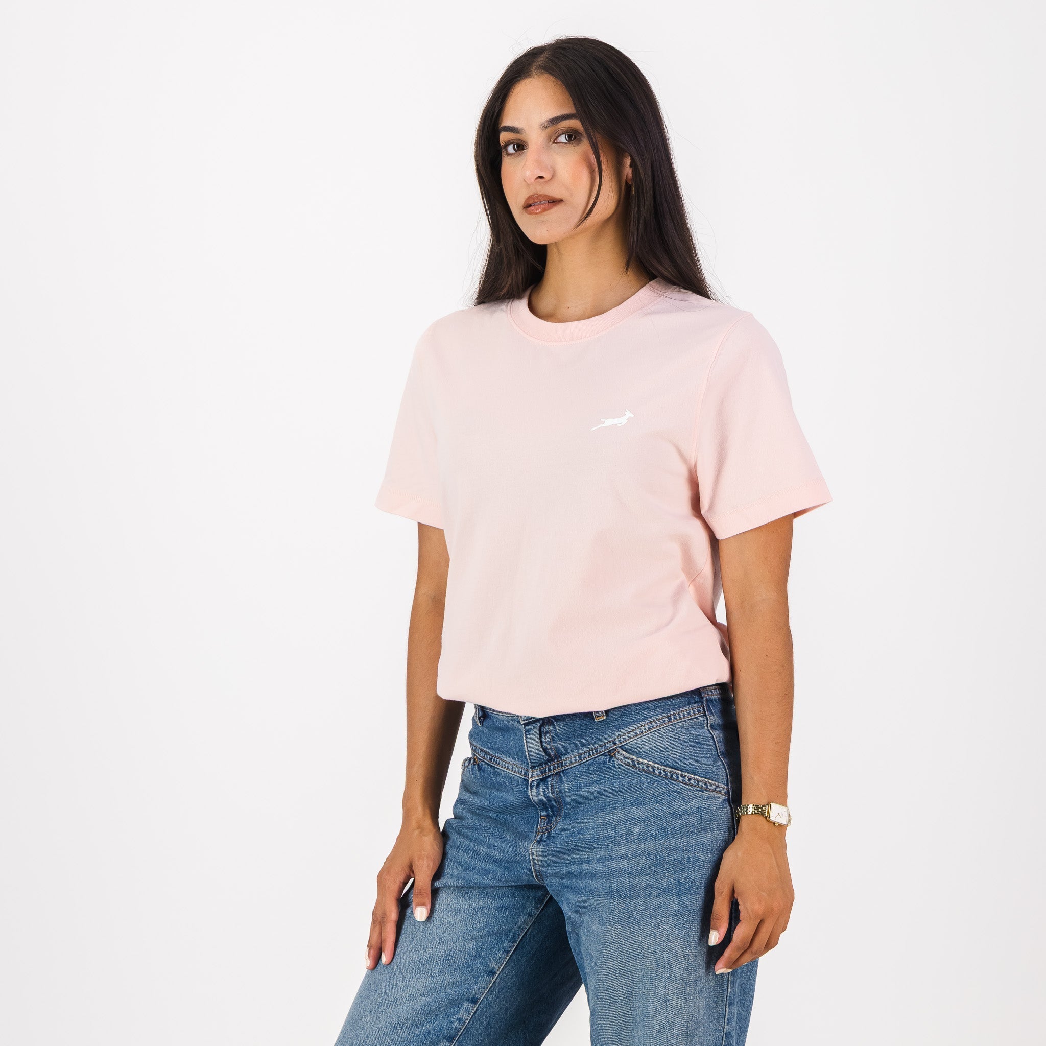 Springboks LC Badge Ladies Crew Tee - Rose Quartz