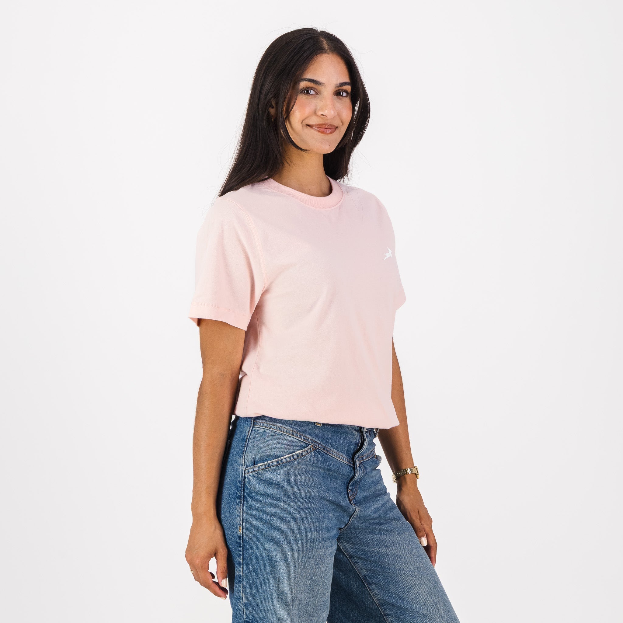 Springboks LC Badge Ladies Crew Tee - Rose Quartz