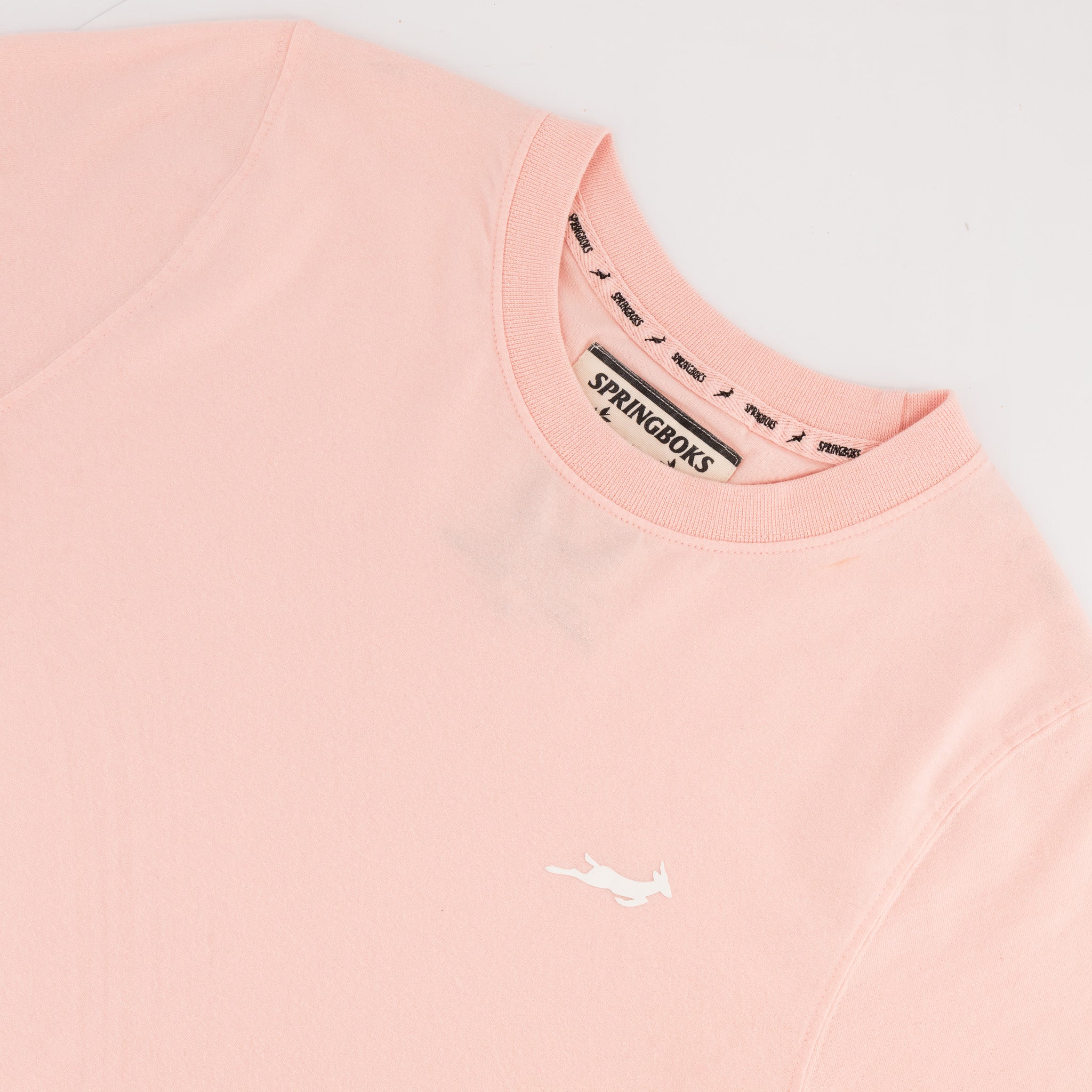 Springboks LC Badge Ladies Crew Tee - Rose Quartz
